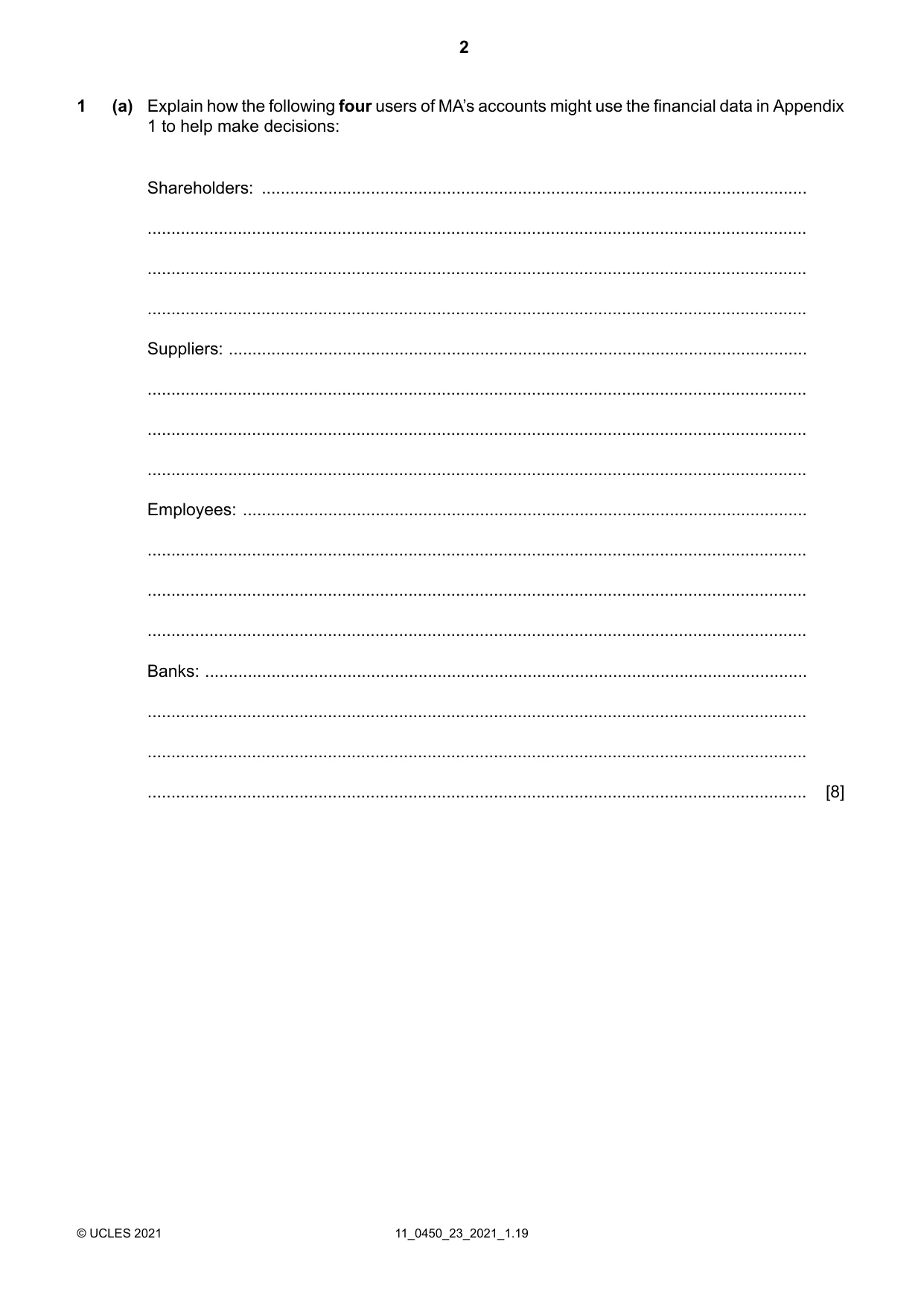 Cambridge IGCSE Business Studies 0450 2021 Oct/Nov Paper 2 · Variant 3 question paper, page 2 of 12