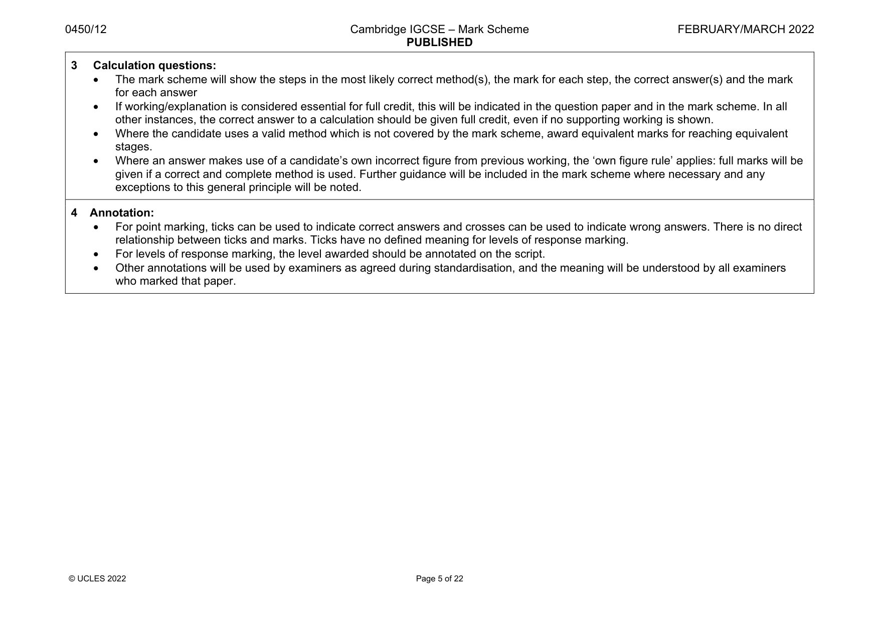 Mark scheme, page 5 of 22