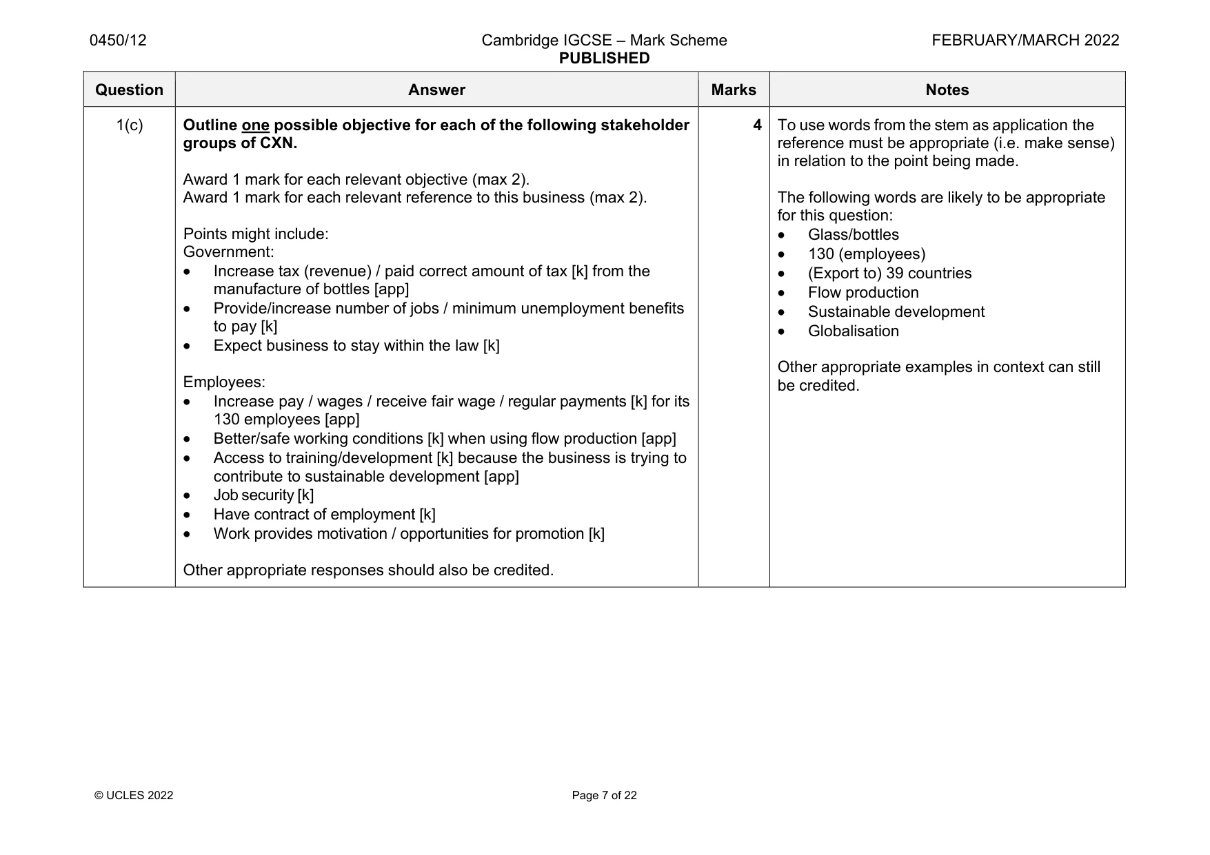 Mark scheme, page 7 of 22