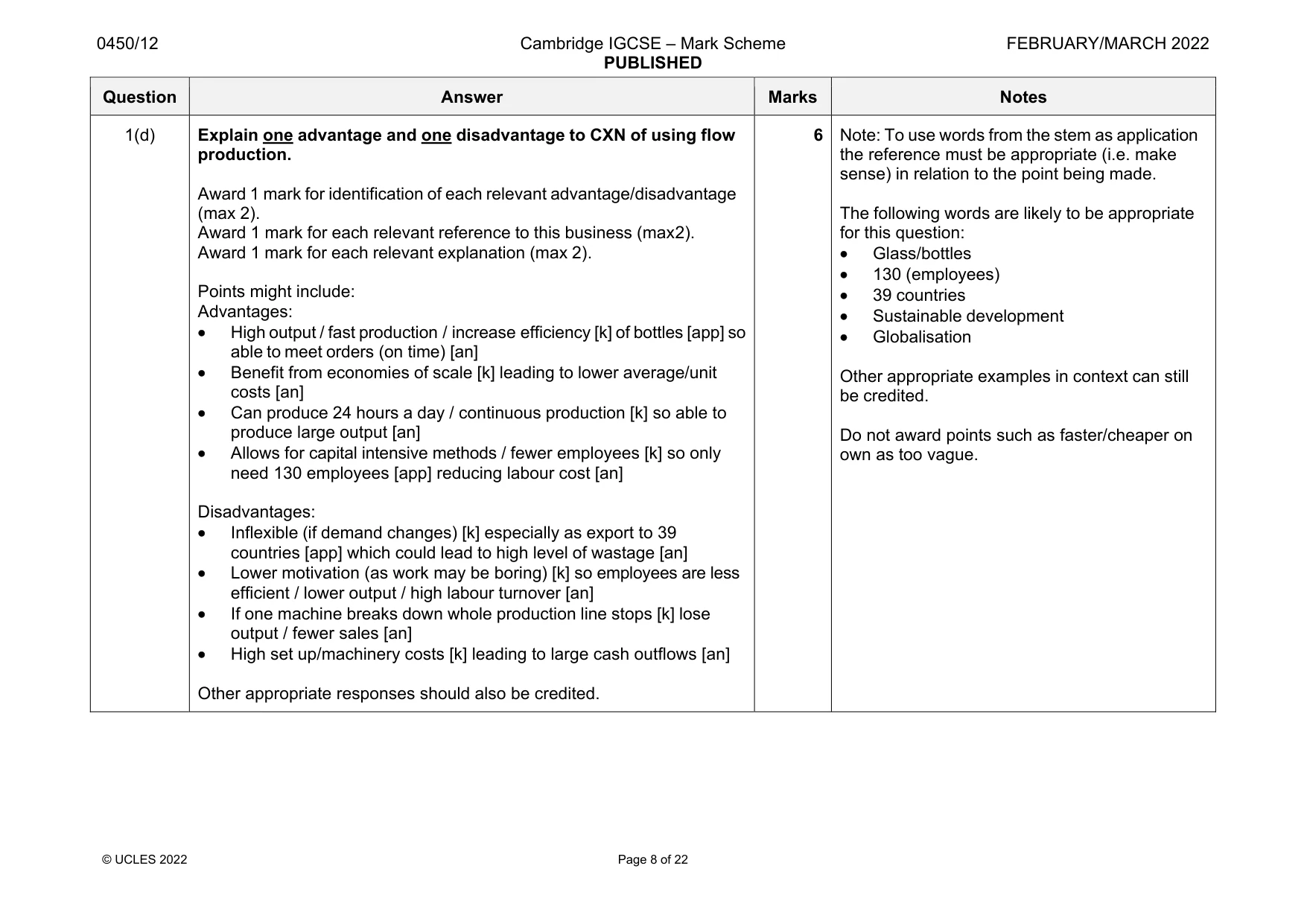 Mark scheme, page 8 of 22