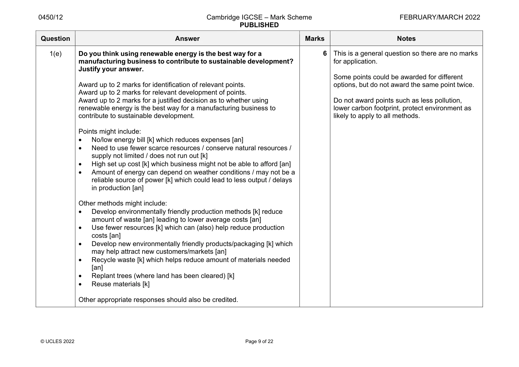 Mark scheme, page 9 of 22