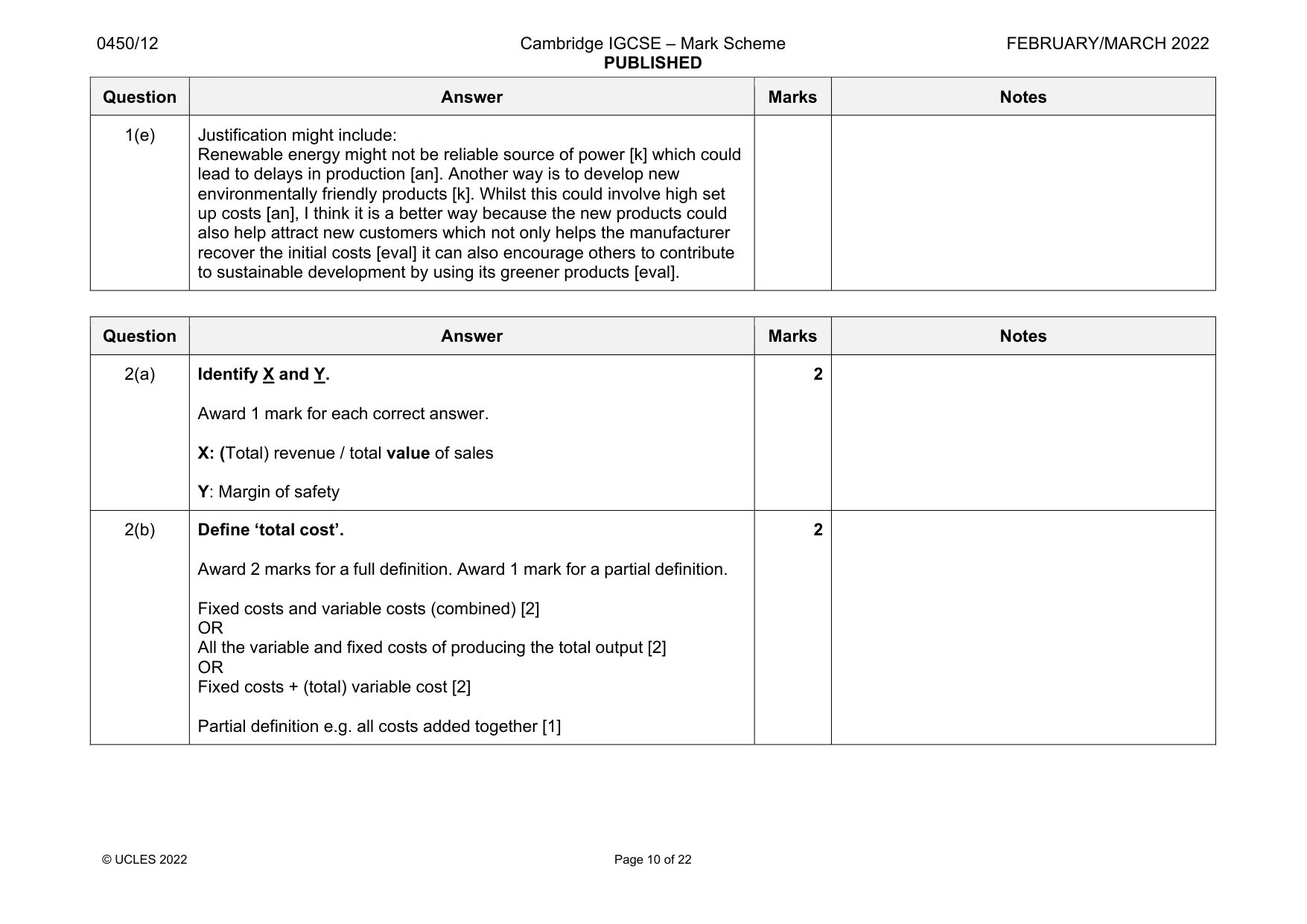 Mark scheme, page 10 of 22