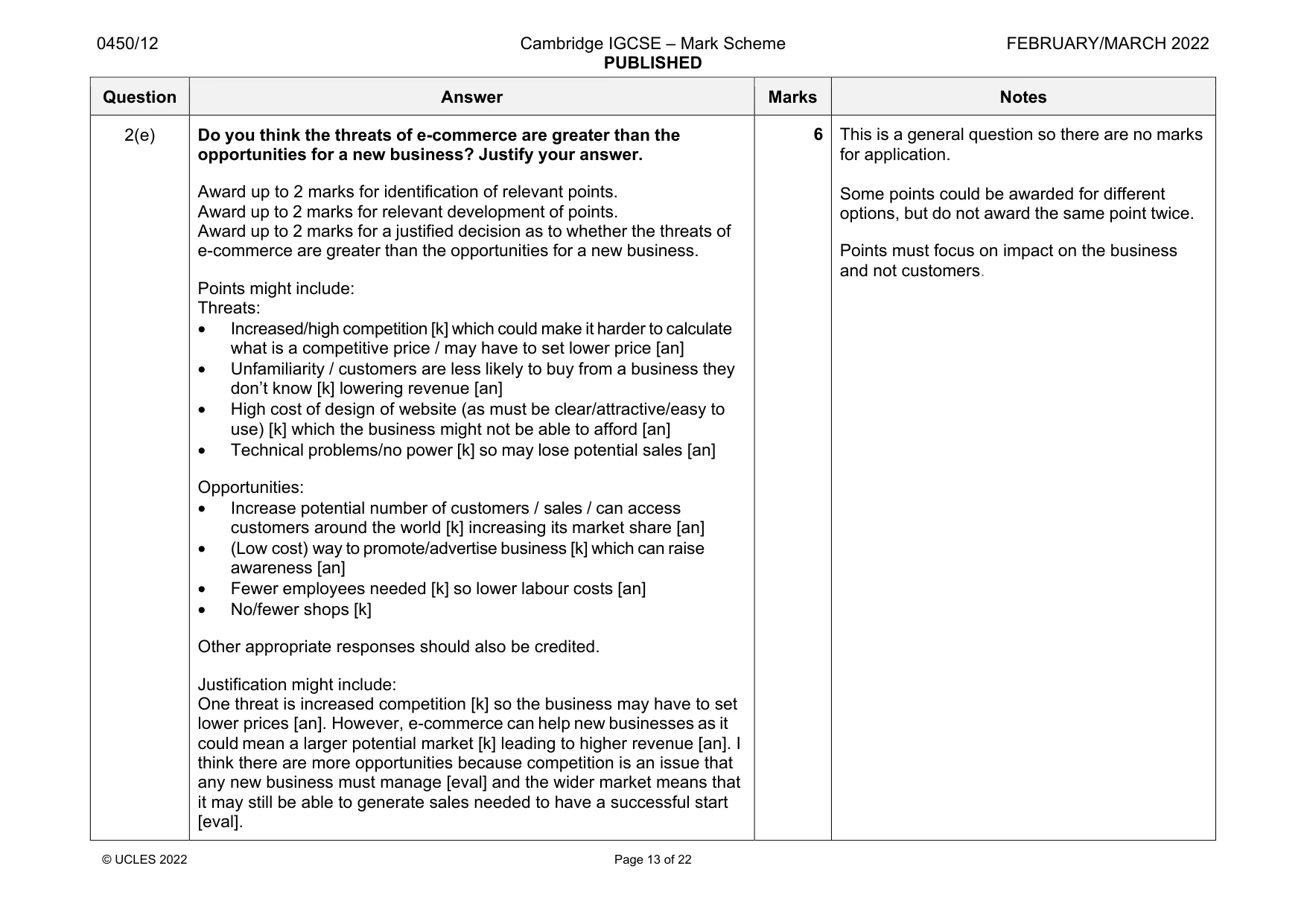 Mark scheme, page 13 of 22