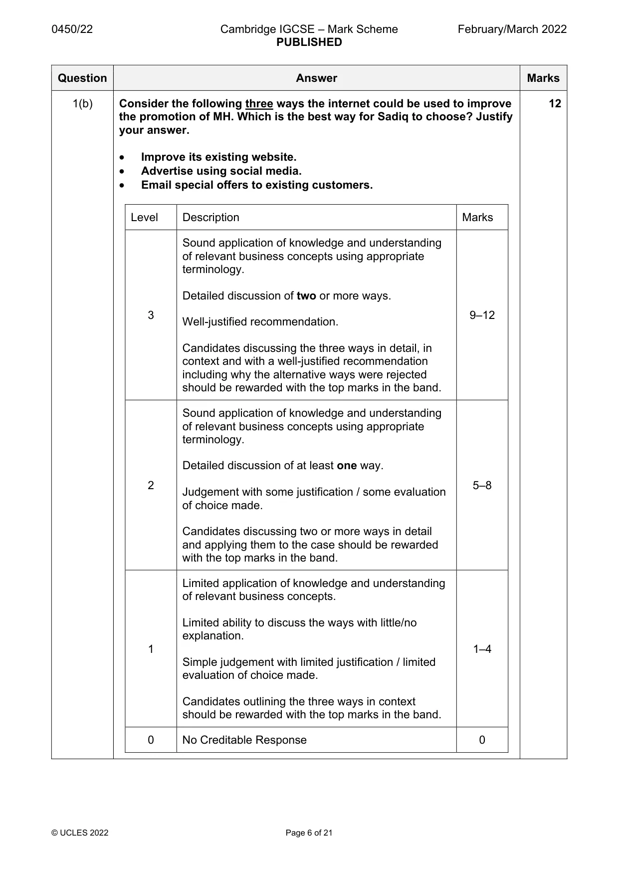 Mark scheme, page 6 of 21