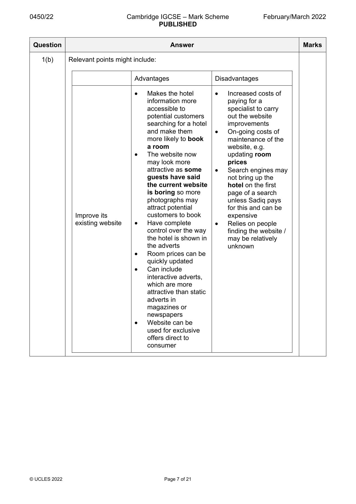 Mark scheme, page 7 of 21