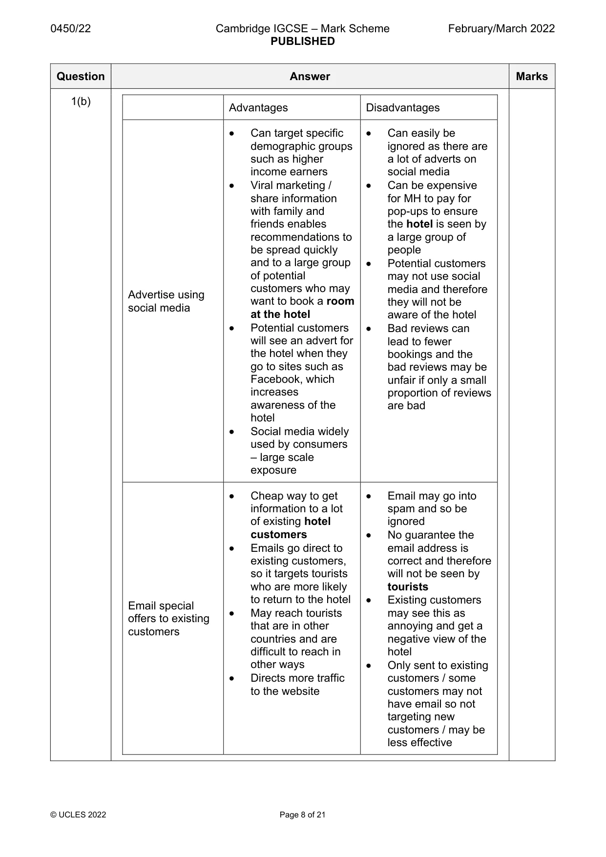 Mark scheme, page 8 of 21