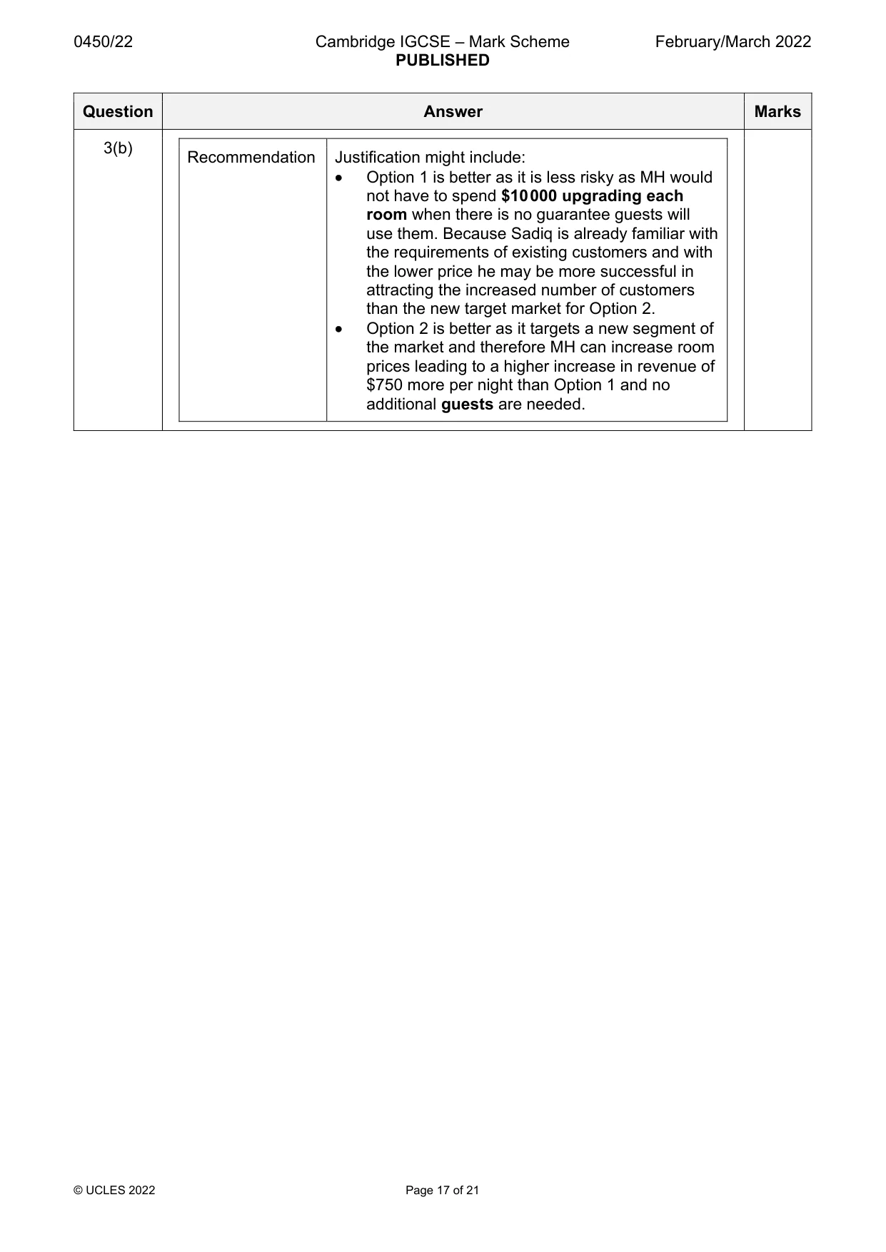 Mark scheme, page 17 of 21
