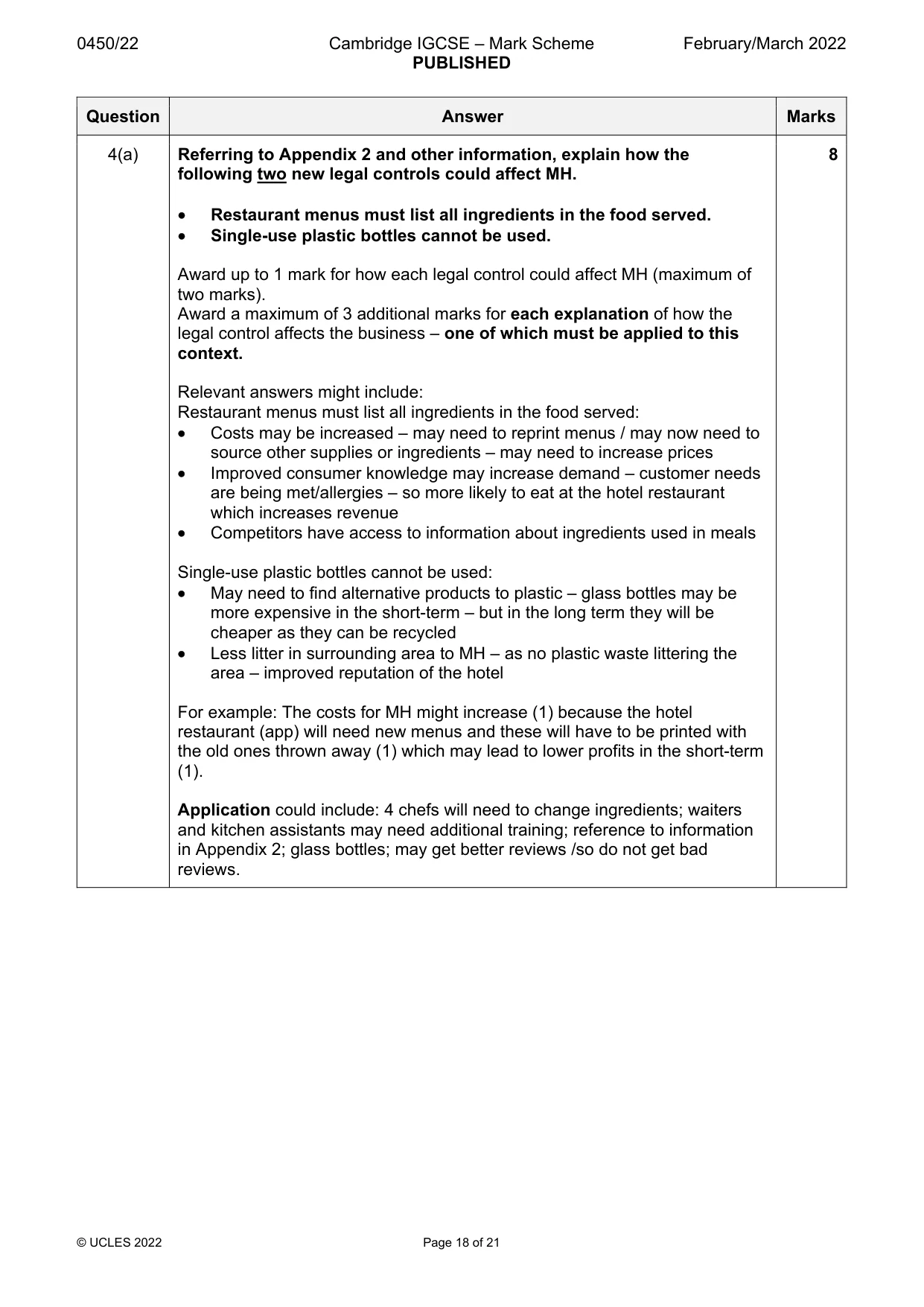 Mark scheme, page 18 of 21