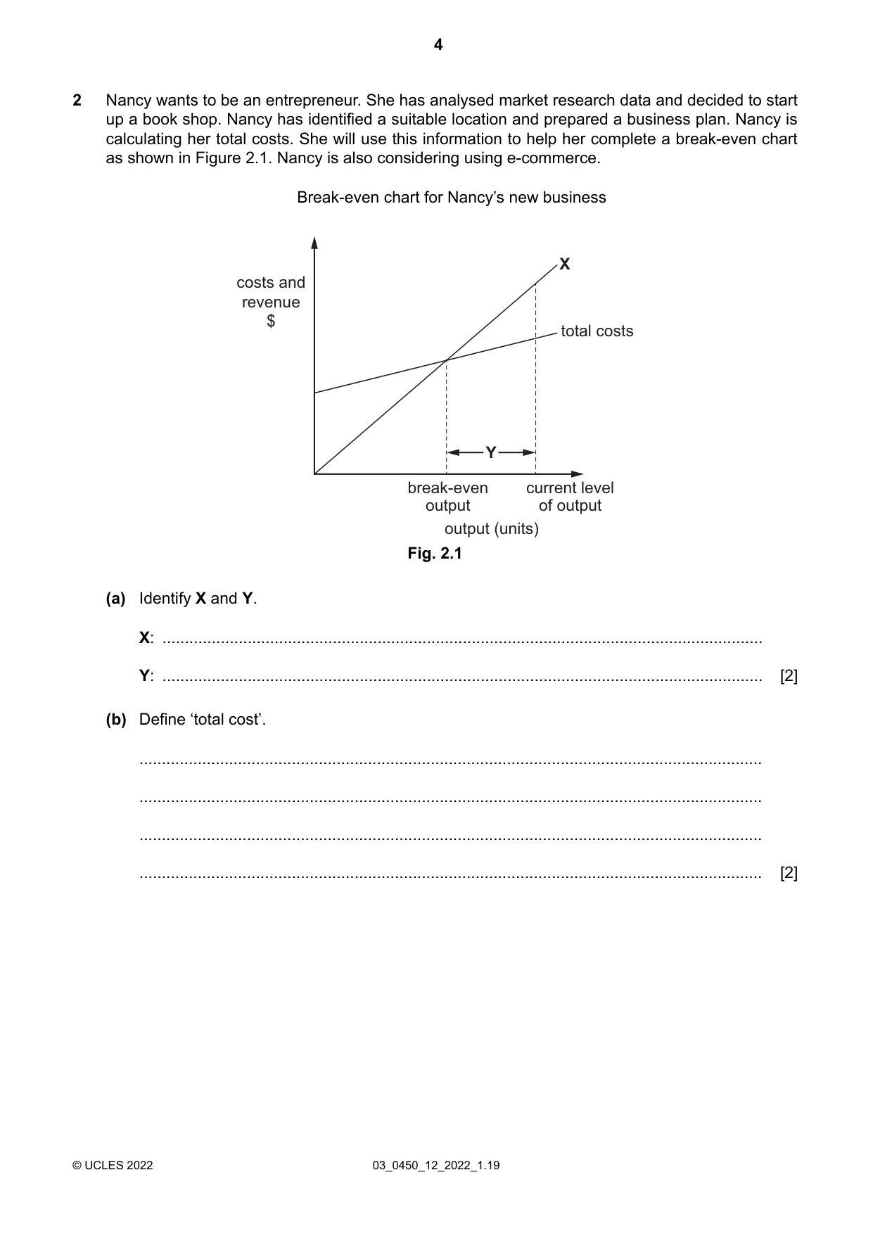 Cambridge IGCSE Business Studies 0450 2022 Feb/March Paper 1 · Variant 2 question paper, page 4 of 12