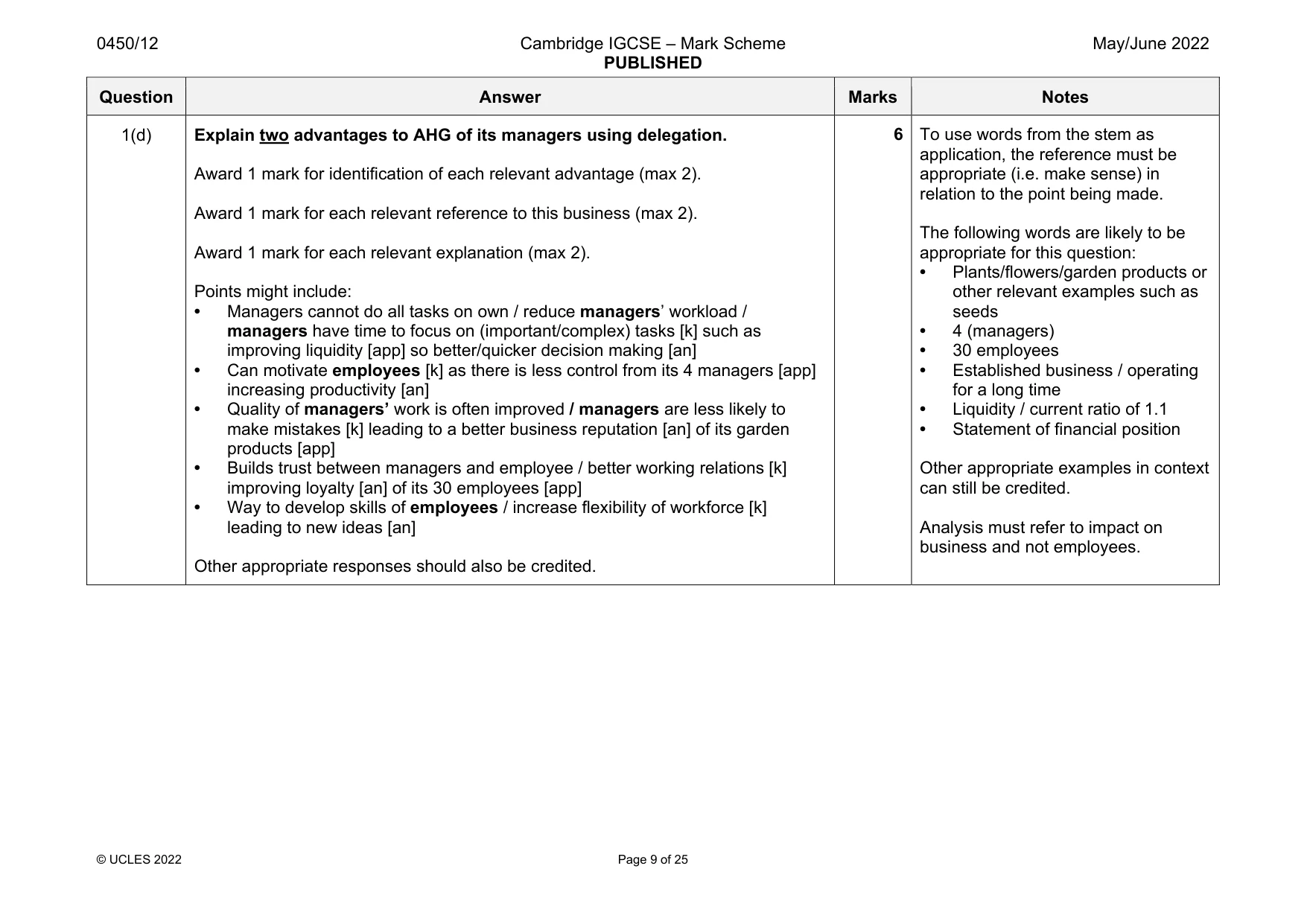 Mark scheme, page 9 of 25