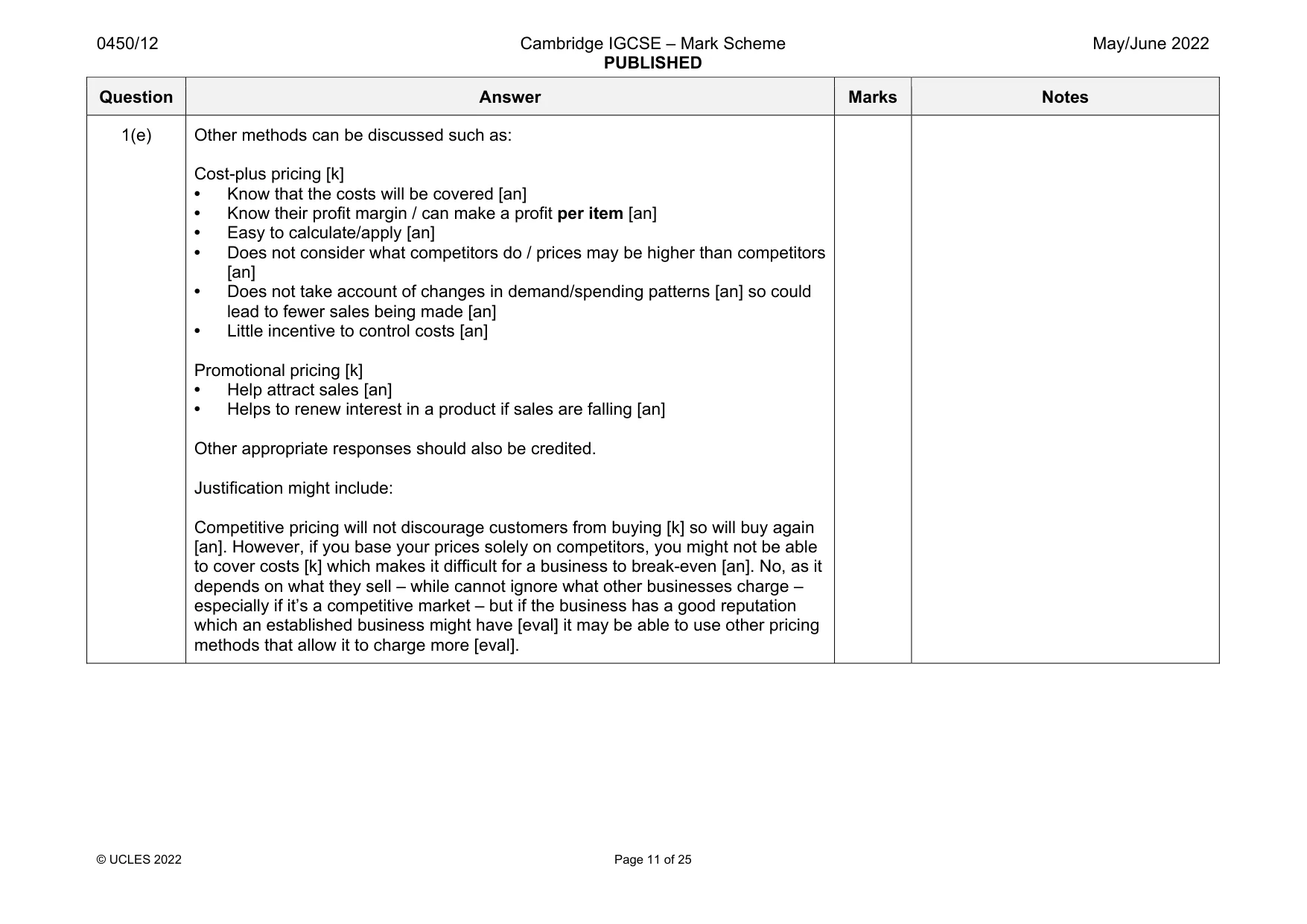 Mark scheme, page 11 of 25