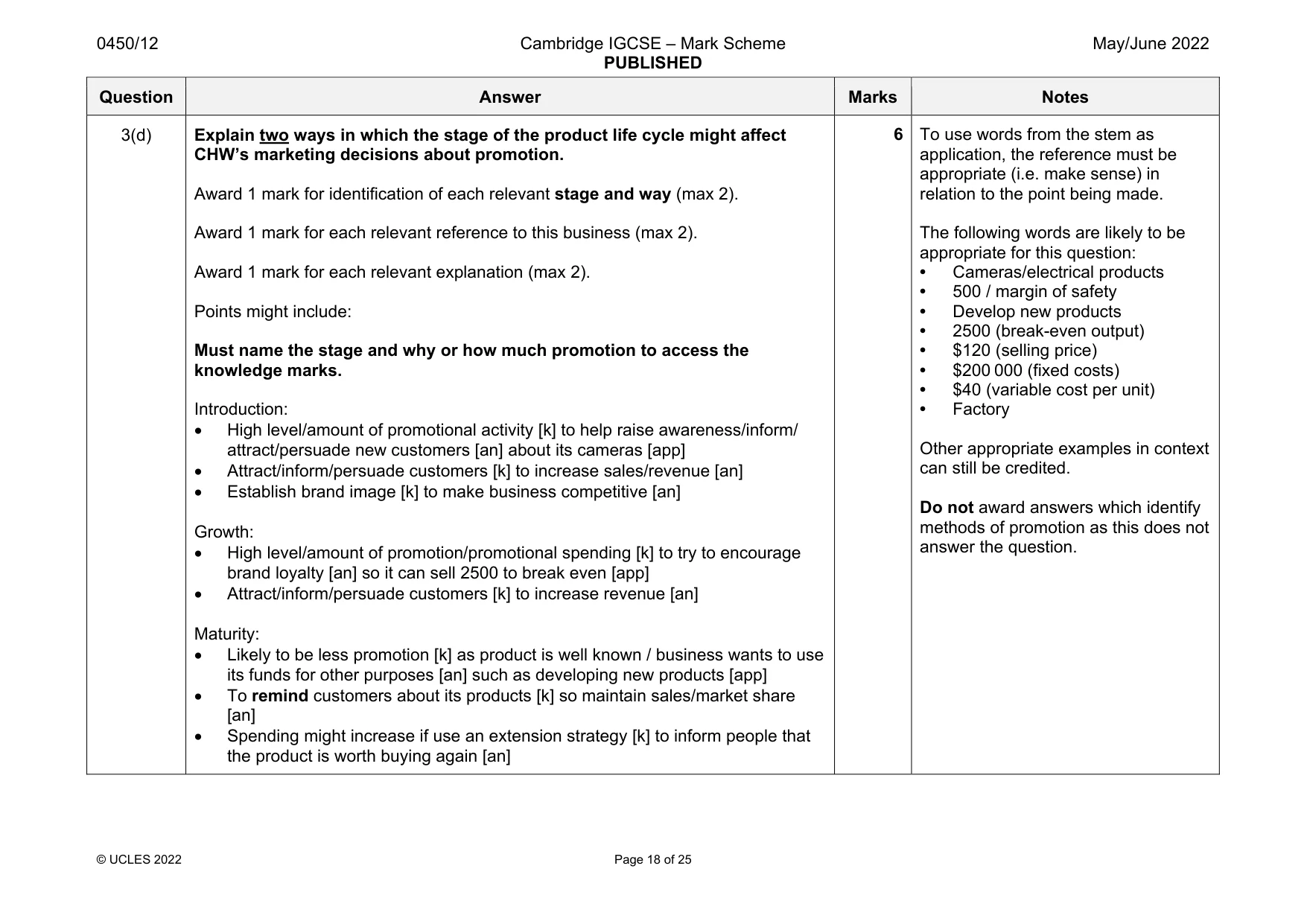 Mark scheme, page 18 of 25