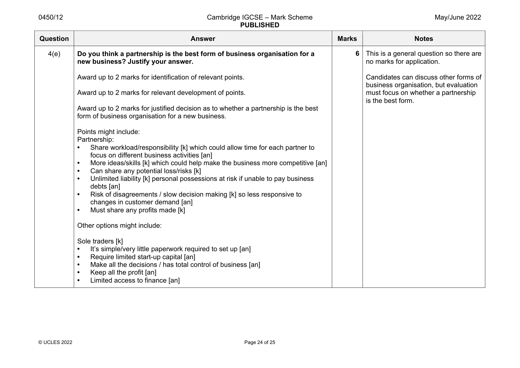 Mark scheme, page 24 of 25