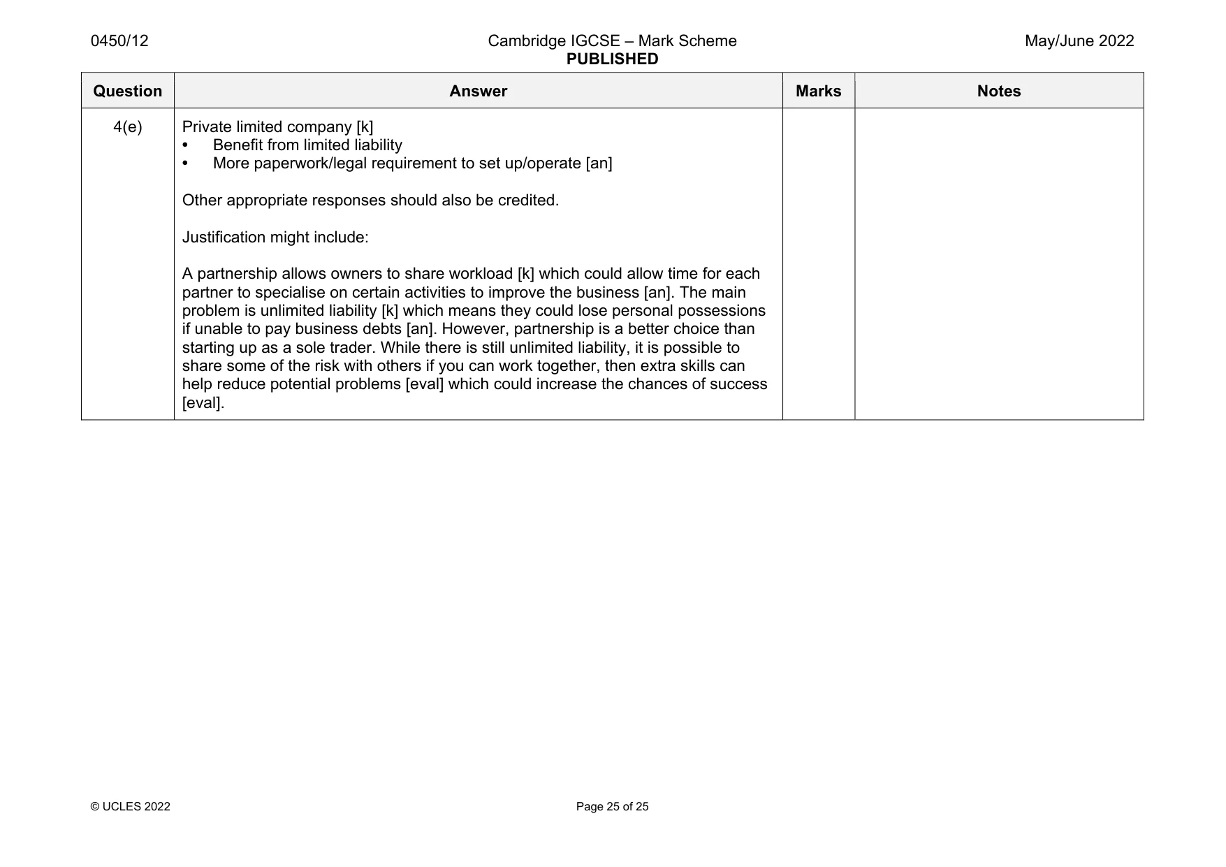 Mark scheme, page 25 of 25