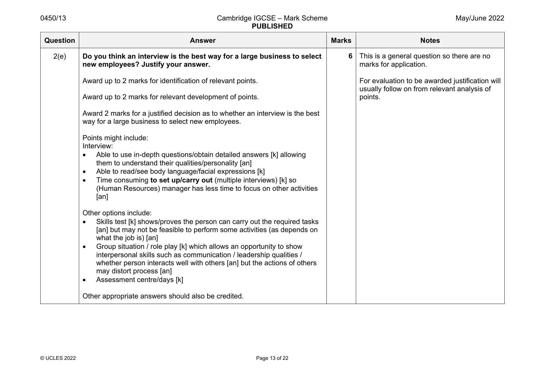 Mark scheme, page 13 of 22