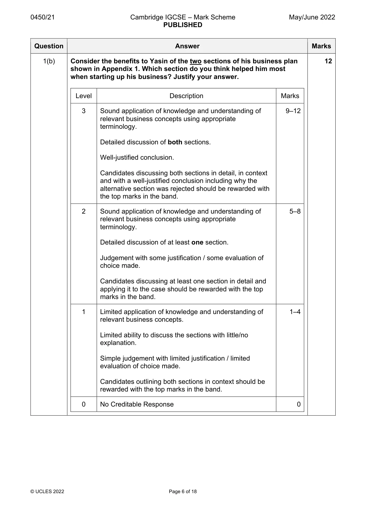 Mark scheme, page 6 of 18