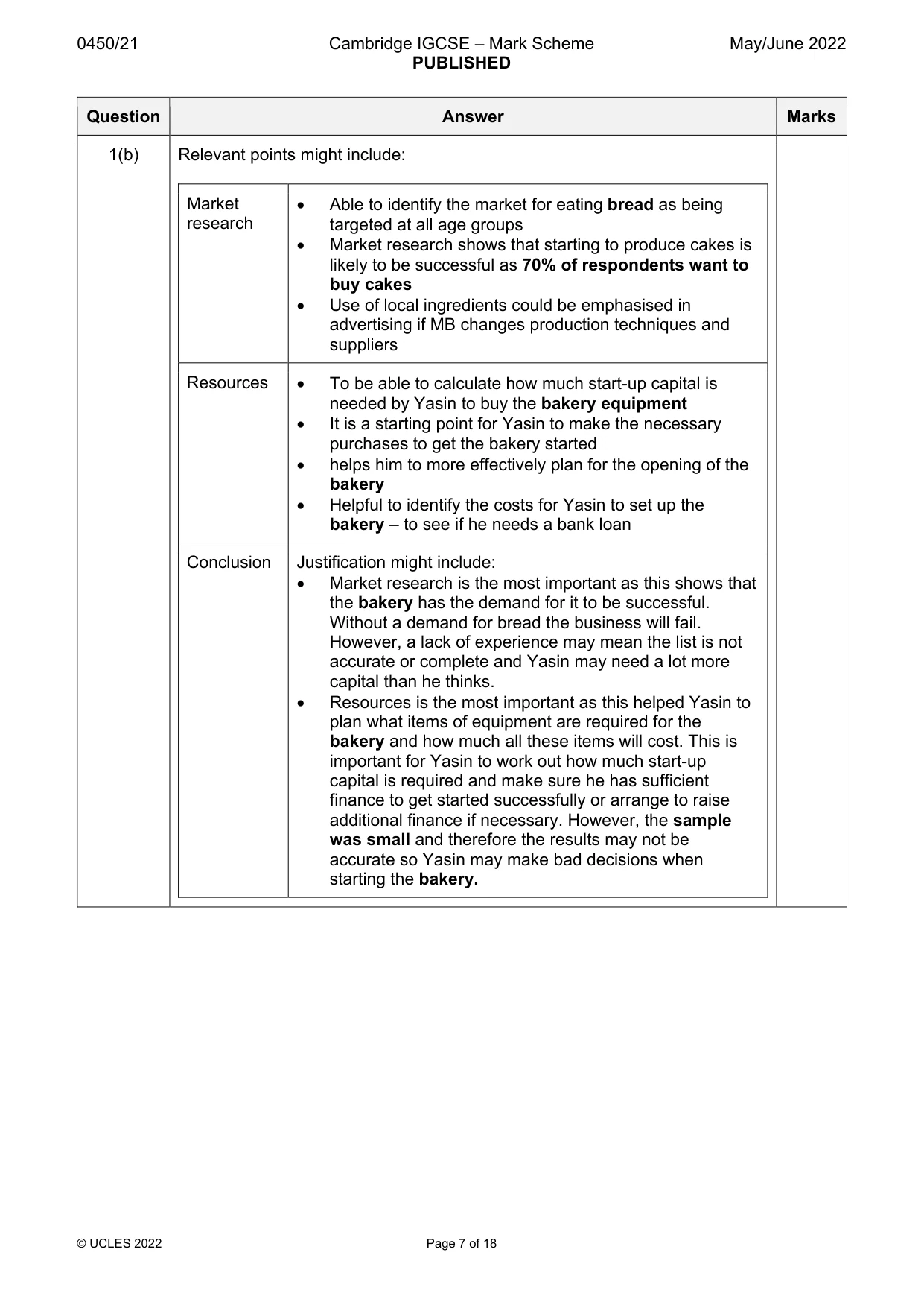 Mark scheme, page 7 of 18