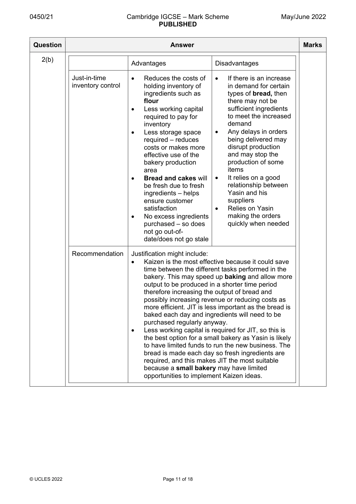 Mark scheme, page 11 of 18