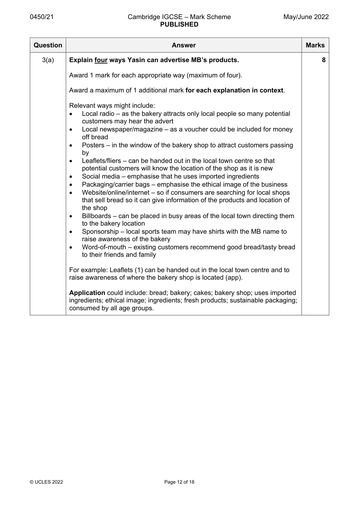 Mark scheme, page 12 of 18