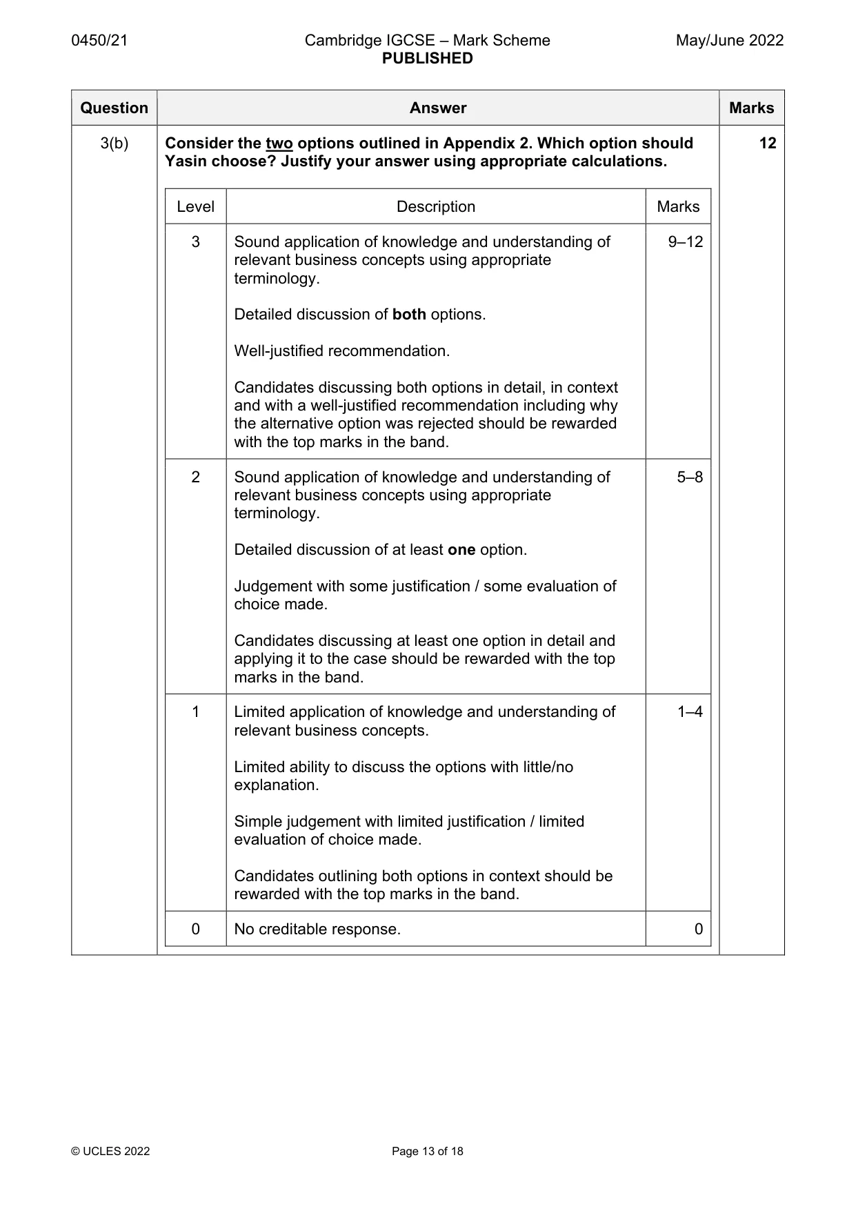 Mark scheme, page 13 of 18