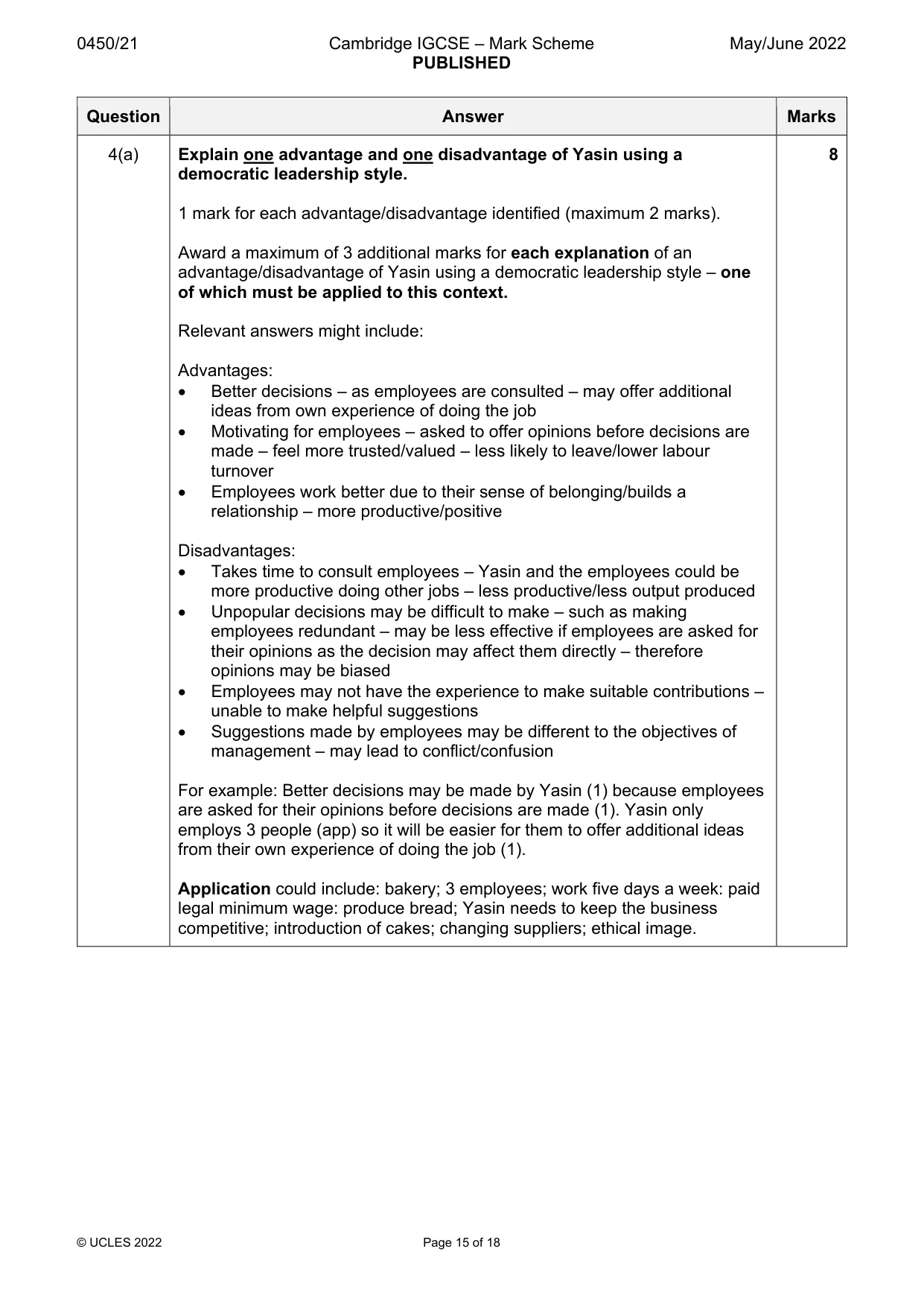 Mark scheme, page 15 of 18