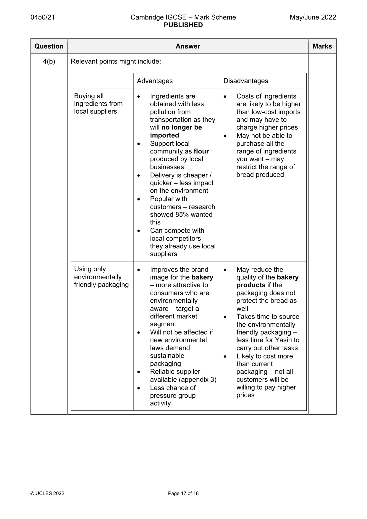 Mark scheme, page 17 of 18