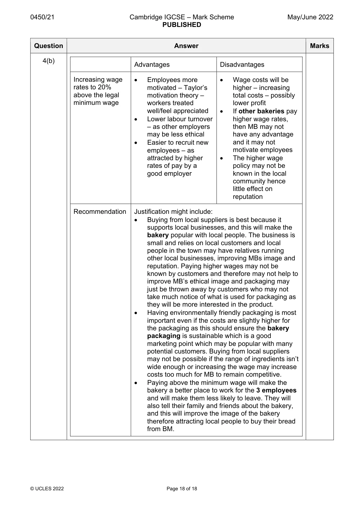 Mark scheme, page 18 of 18