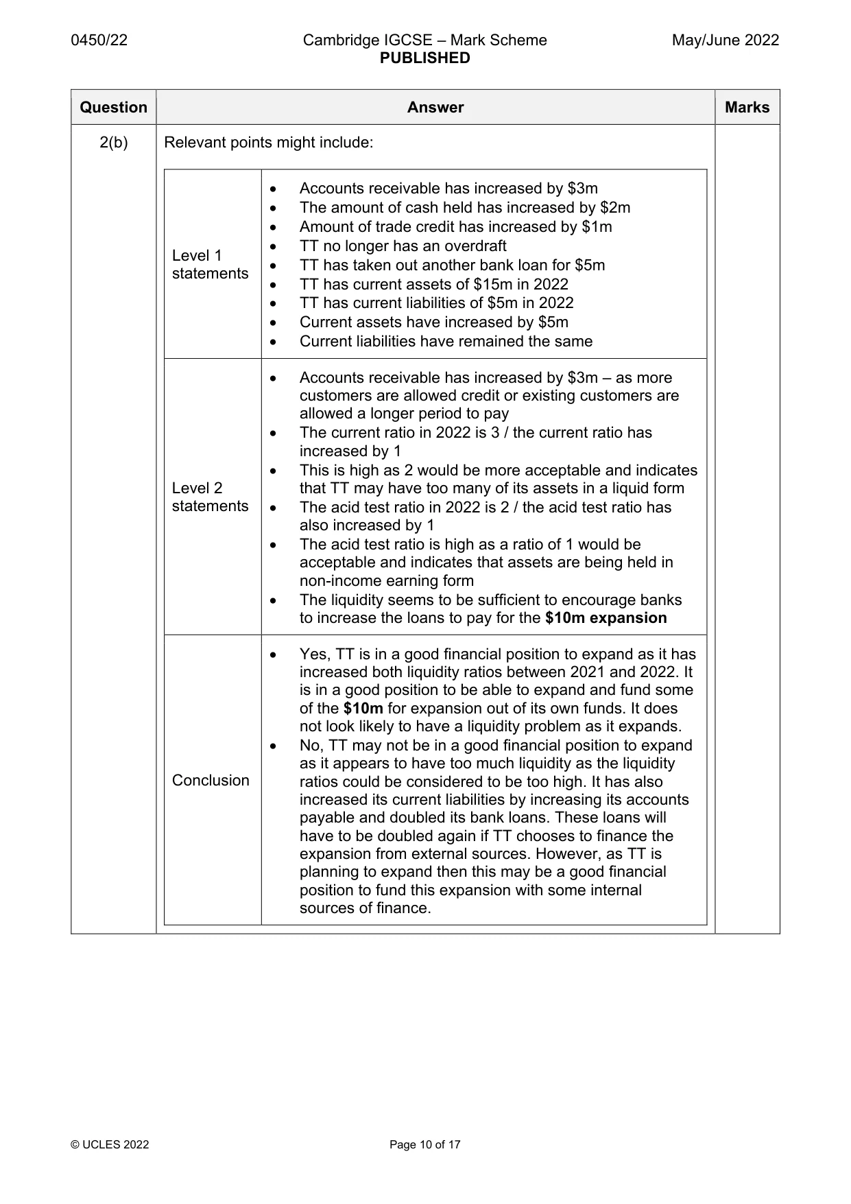 Mark scheme, page 10 of 17