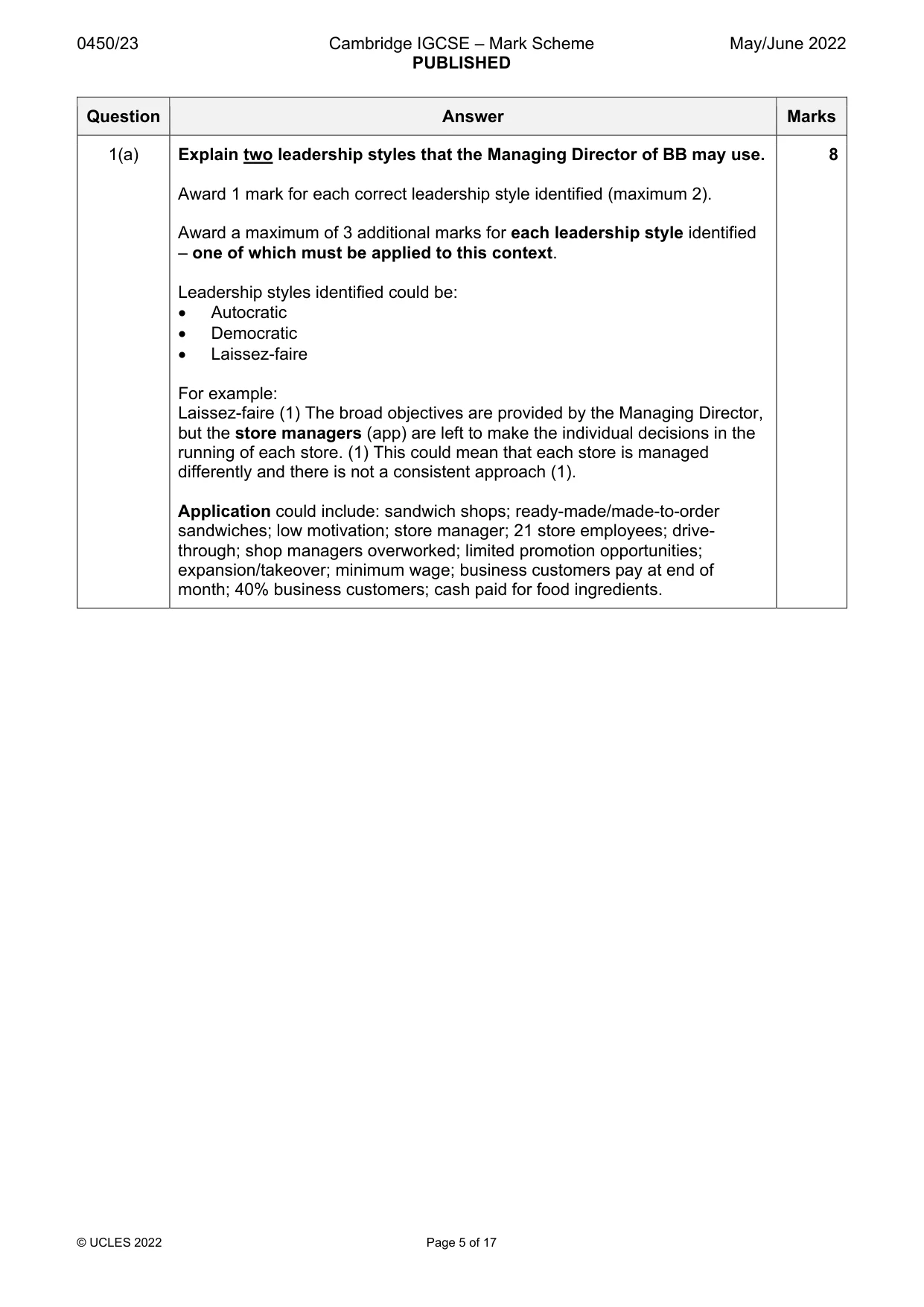 Mark scheme, page 5 of 17