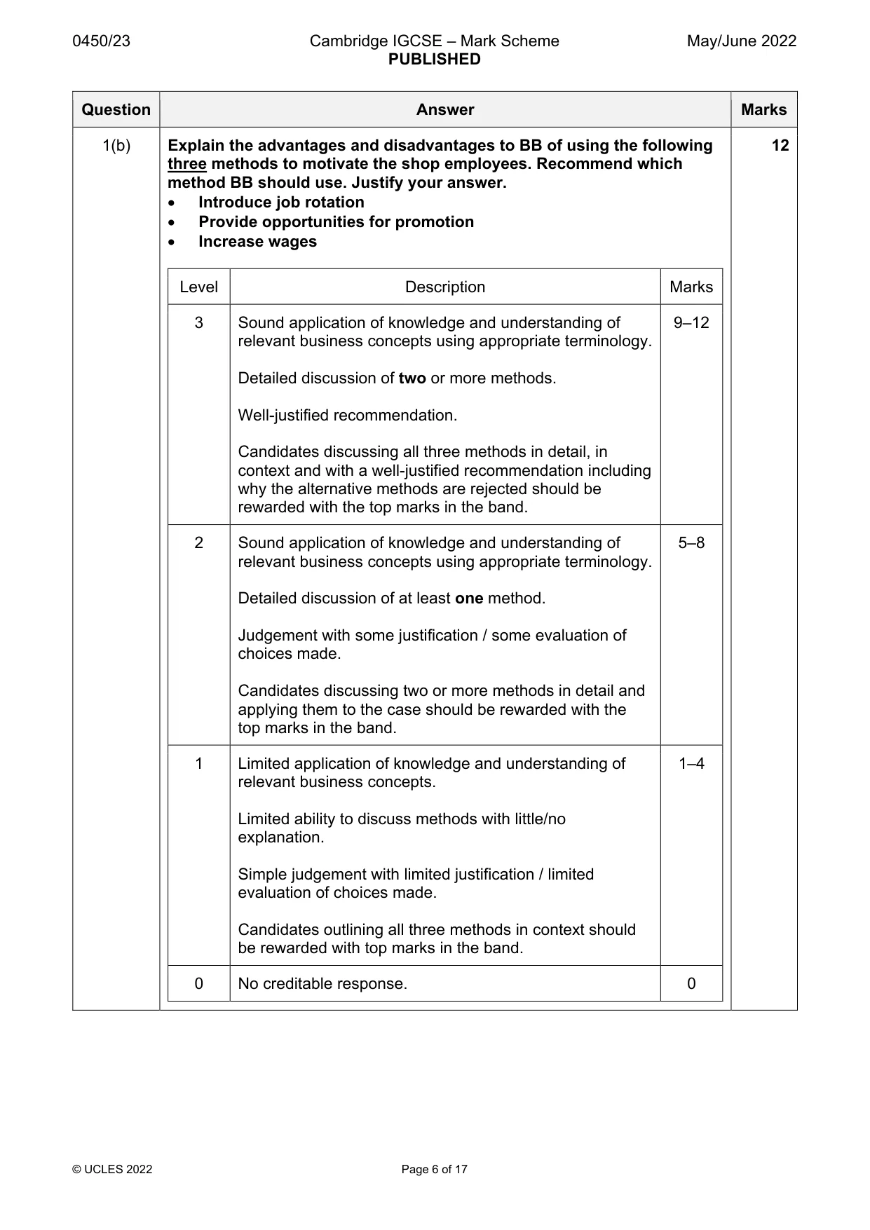Mark scheme, page 6 of 17