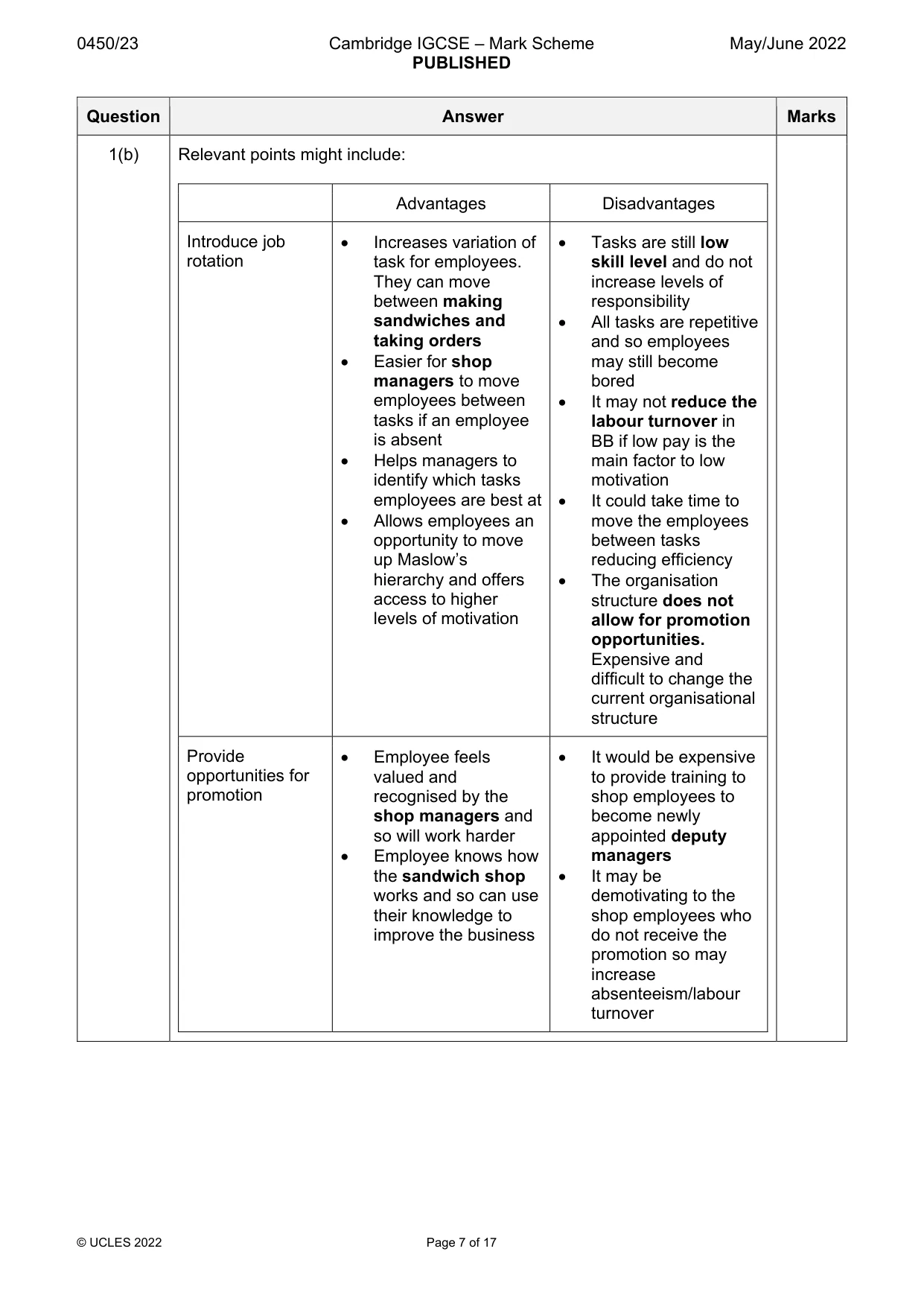 Mark scheme, page 7 of 17