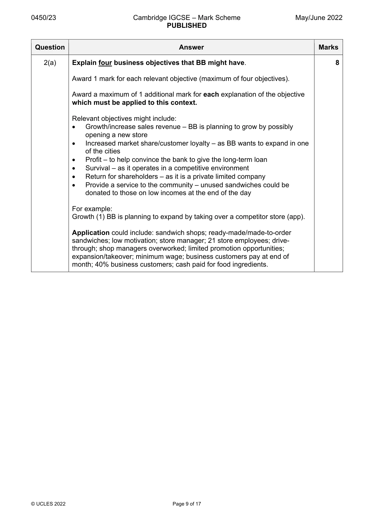 Mark scheme, page 9 of 17