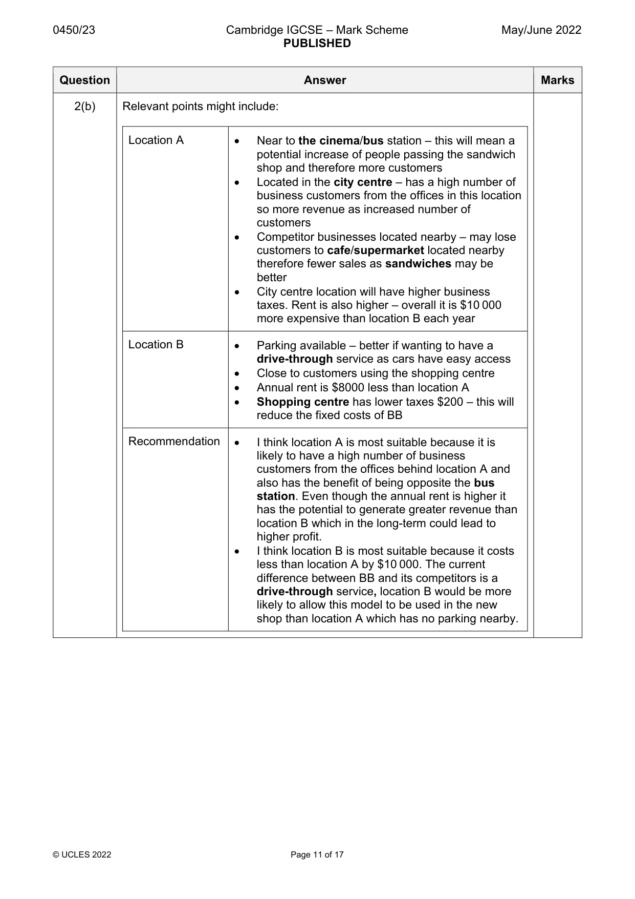 Mark scheme, page 11 of 17