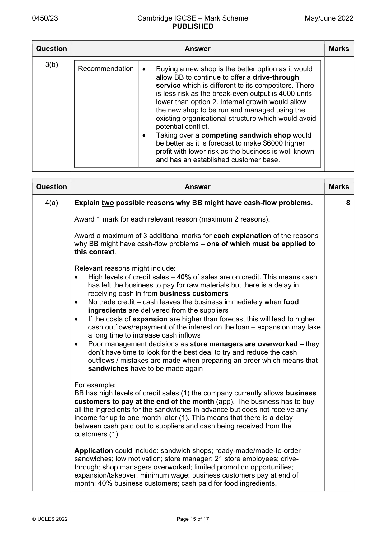 Mark scheme, page 15 of 17
