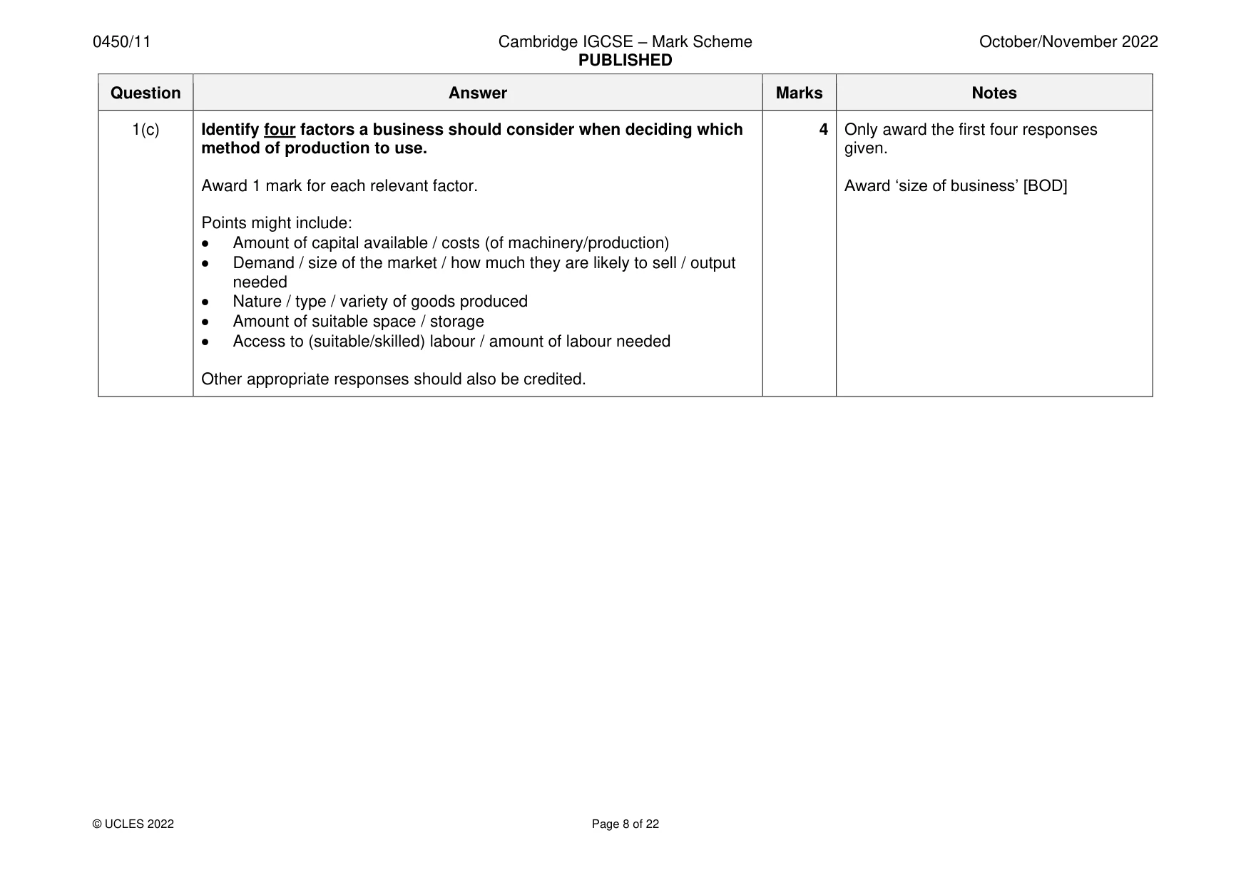 Mark scheme, page 8 of 22