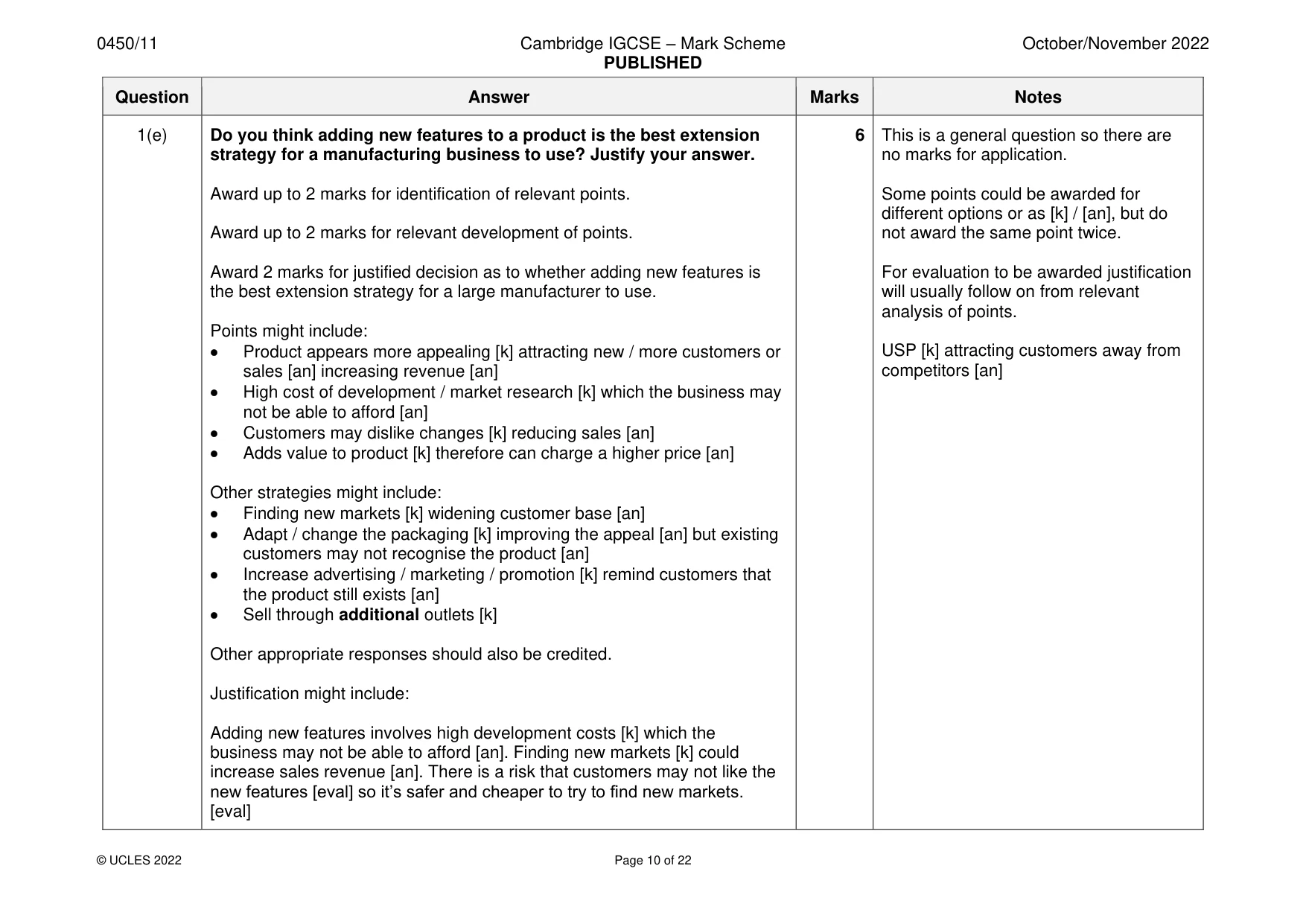 Mark scheme, page 10 of 22