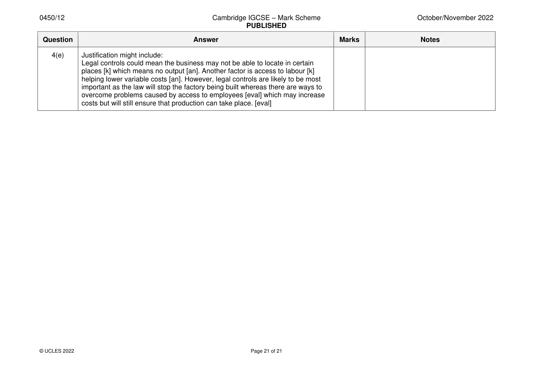 Mark scheme, page 21 of 21
