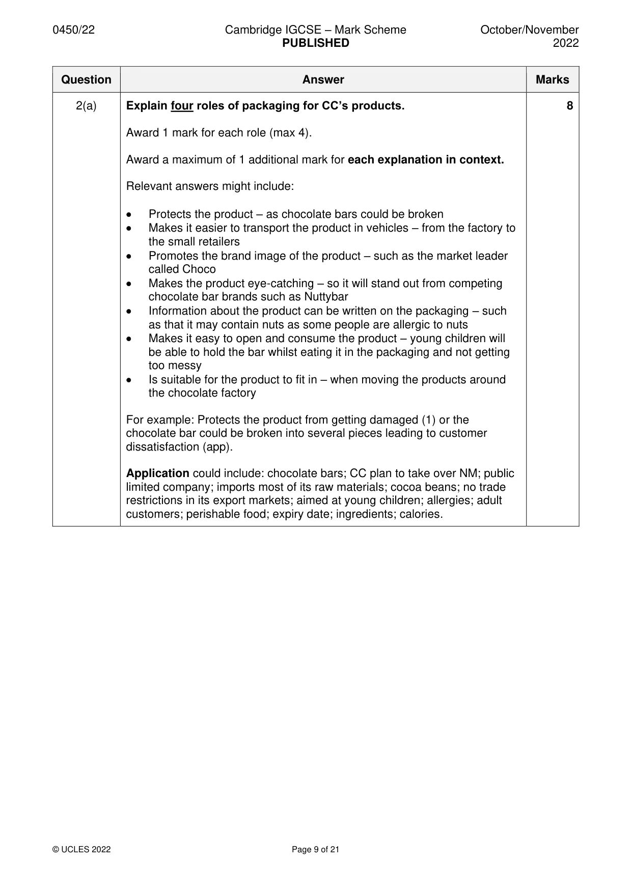 Mark scheme, page 9 of 21