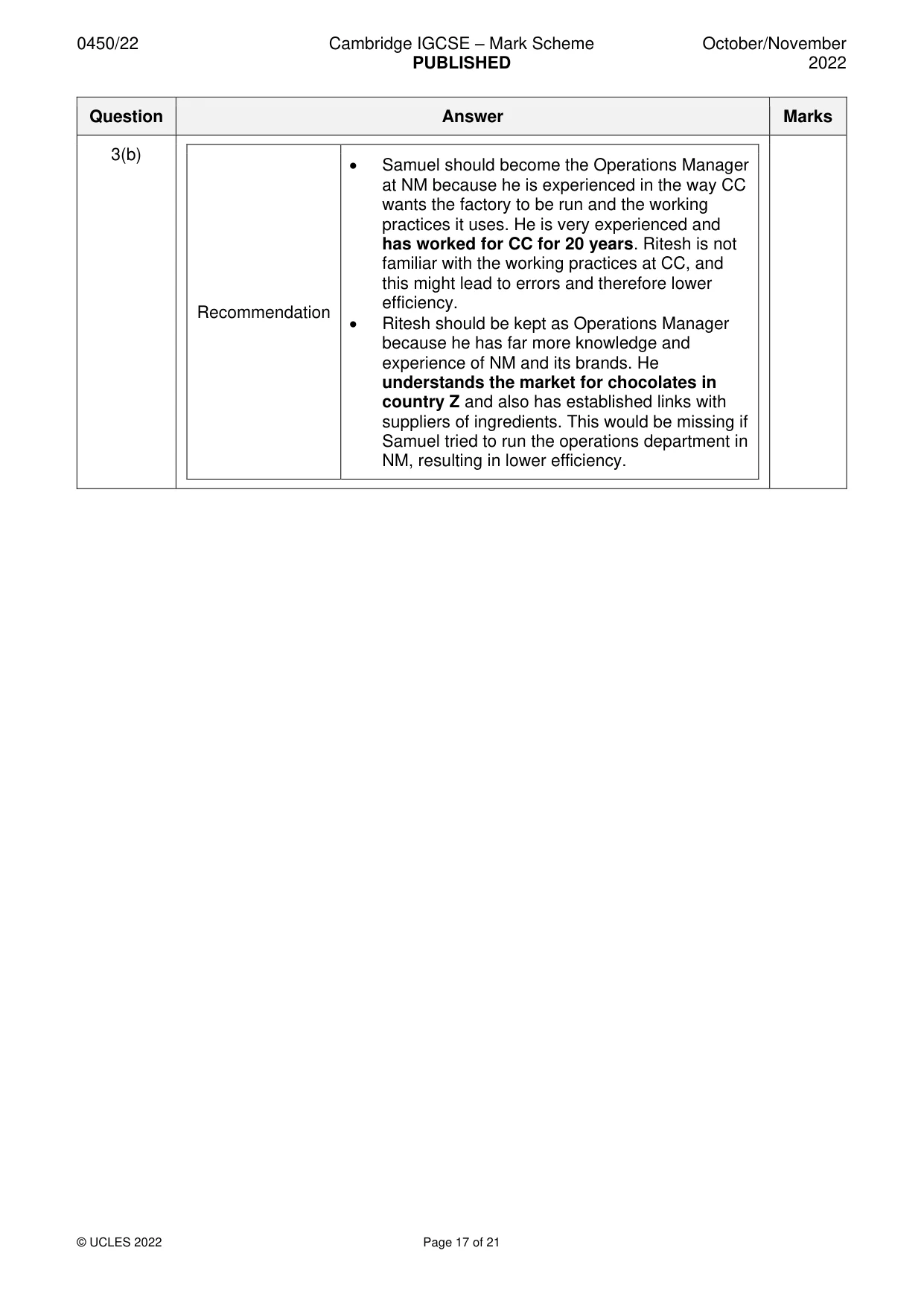 Mark scheme, page 17 of 21