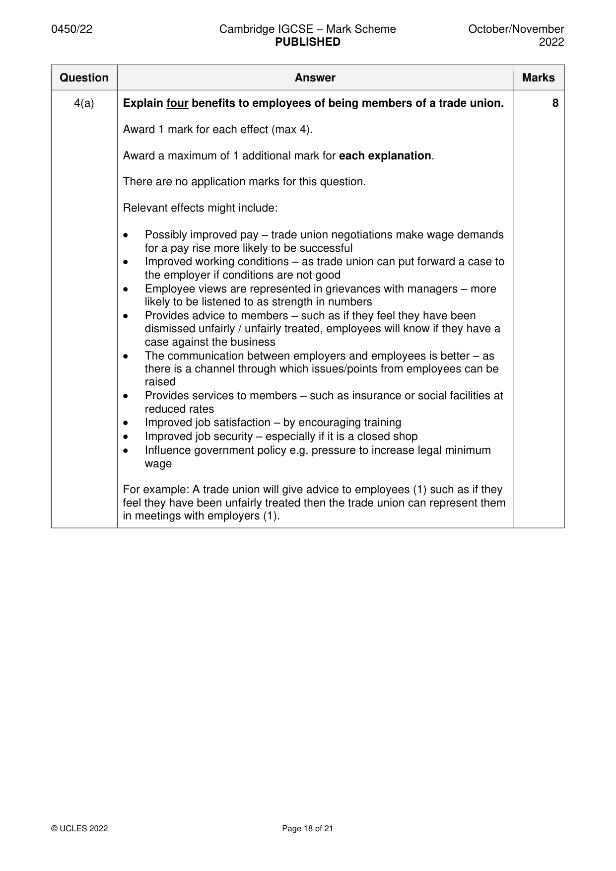 Mark scheme, page 18 of 21