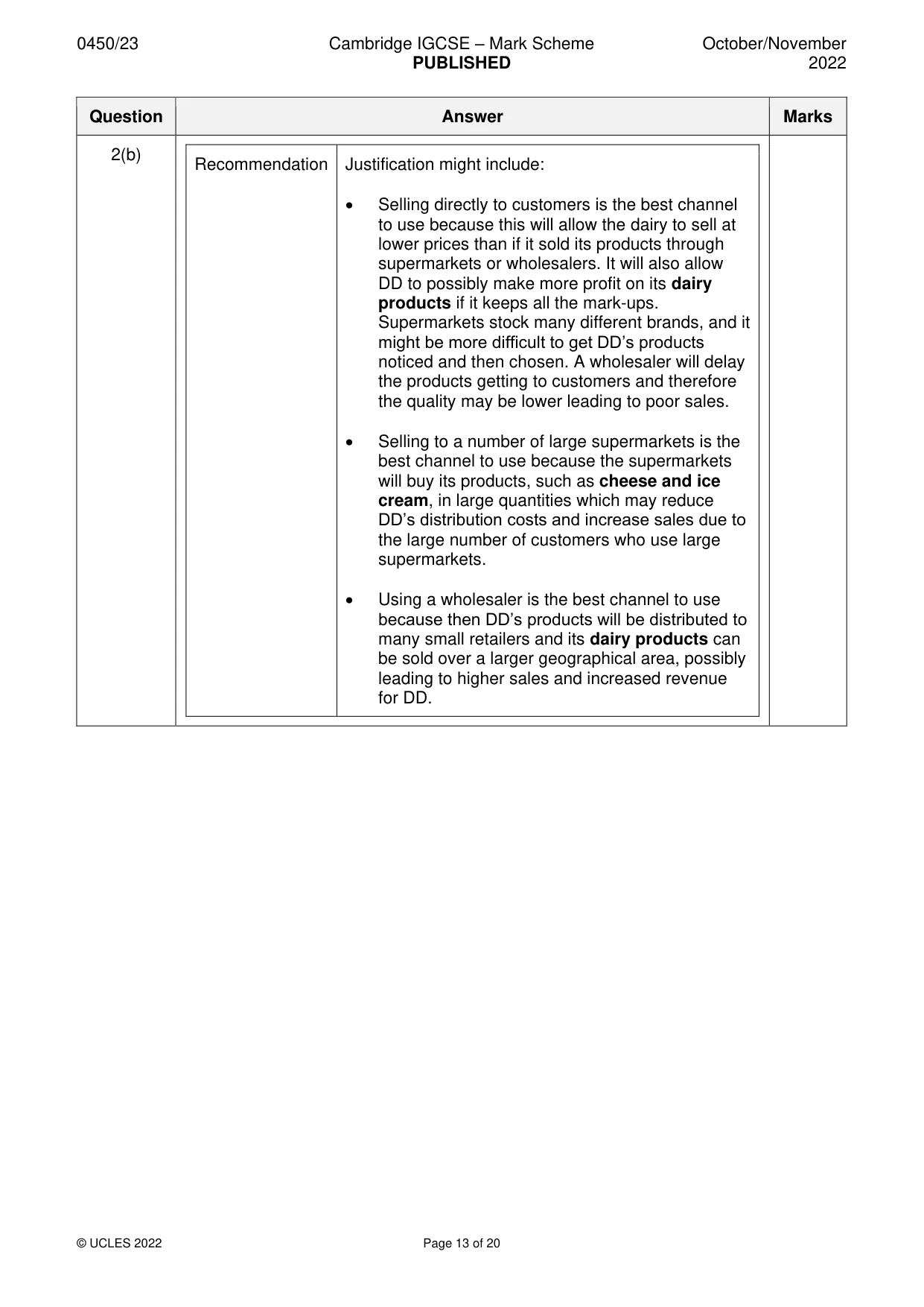 Mark scheme, page 13 of 20