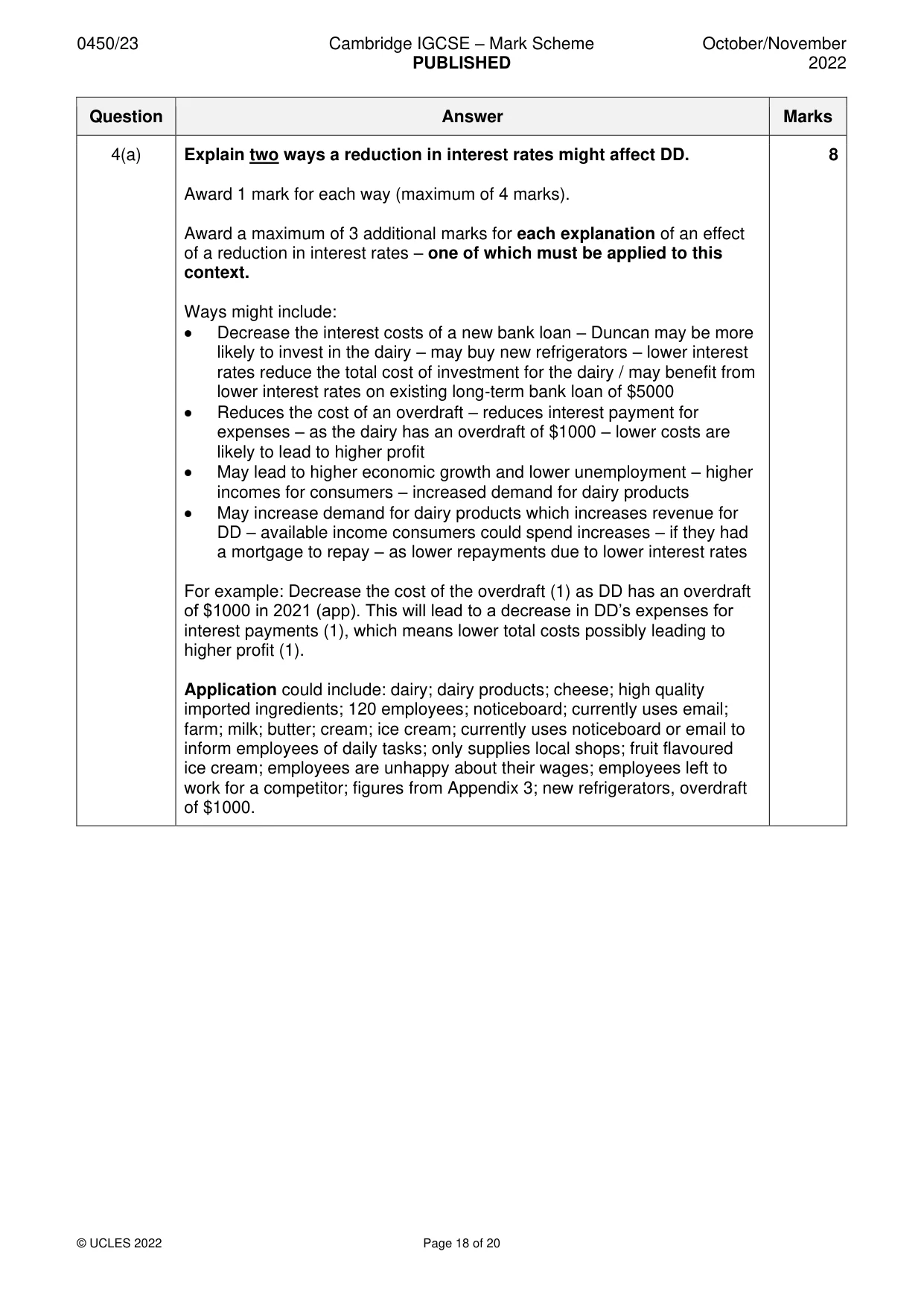 Mark scheme, page 18 of 20