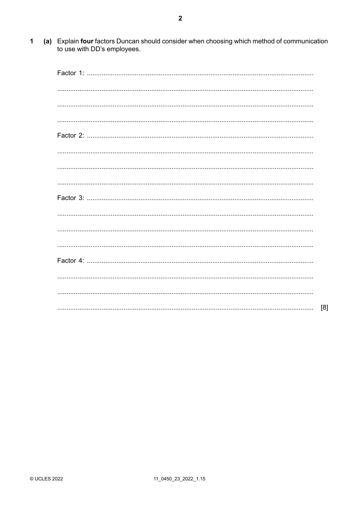 Cambridge IGCSE Business Studies 0450 2022 Oct/Nov Paper 2 · Variant 3 question paper, page 2 of 12