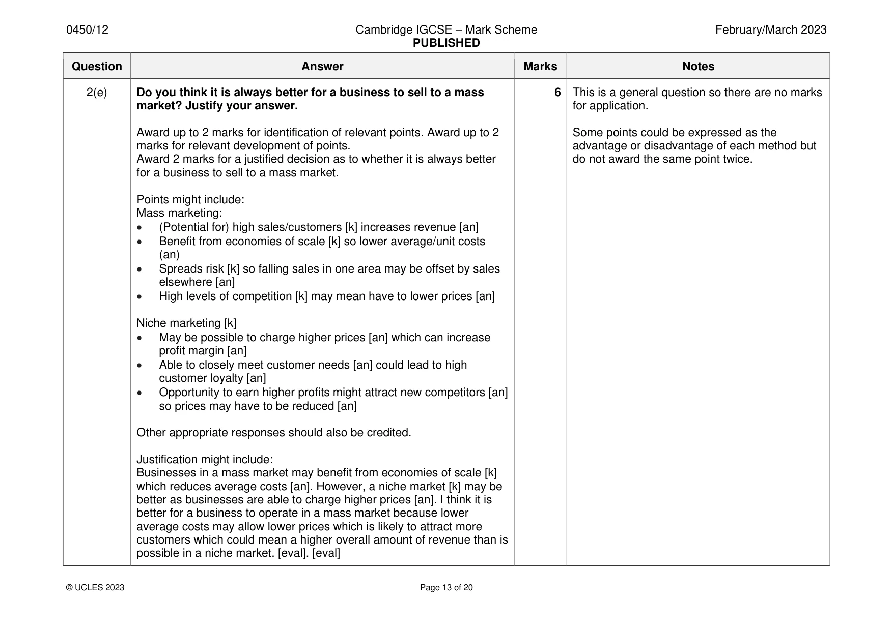Mark scheme, page 13 of 20