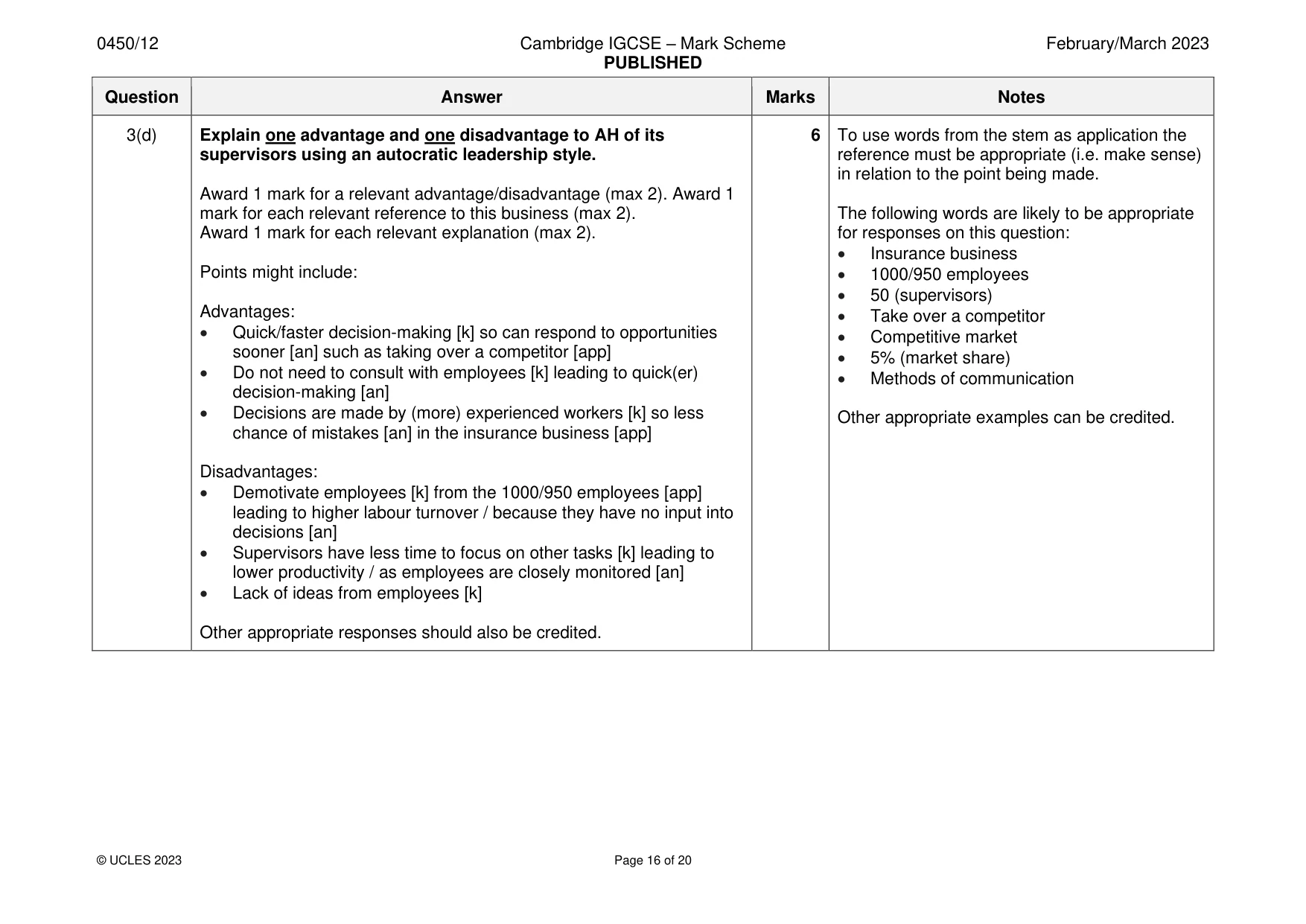 Mark scheme, page 16 of 20