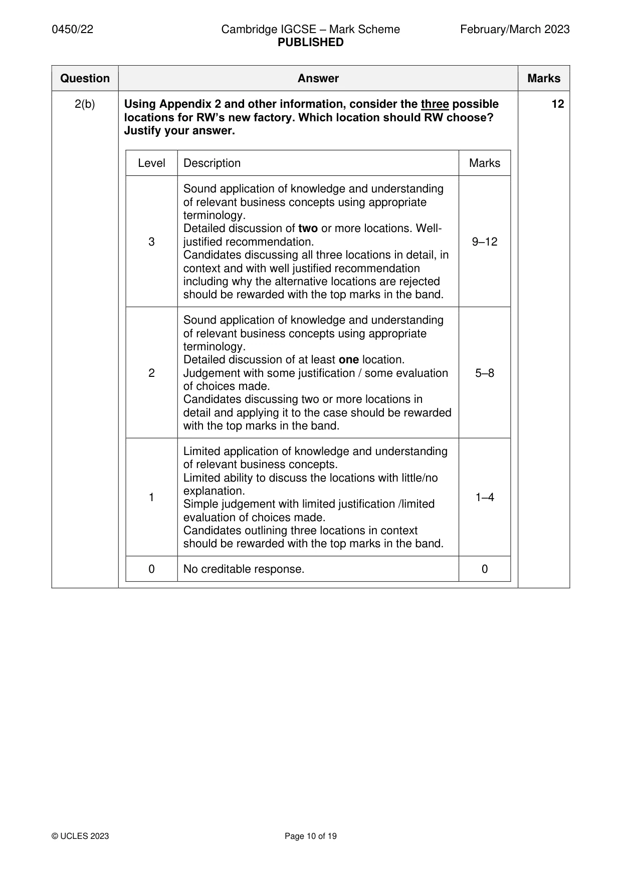 Mark scheme, page 10 of 19