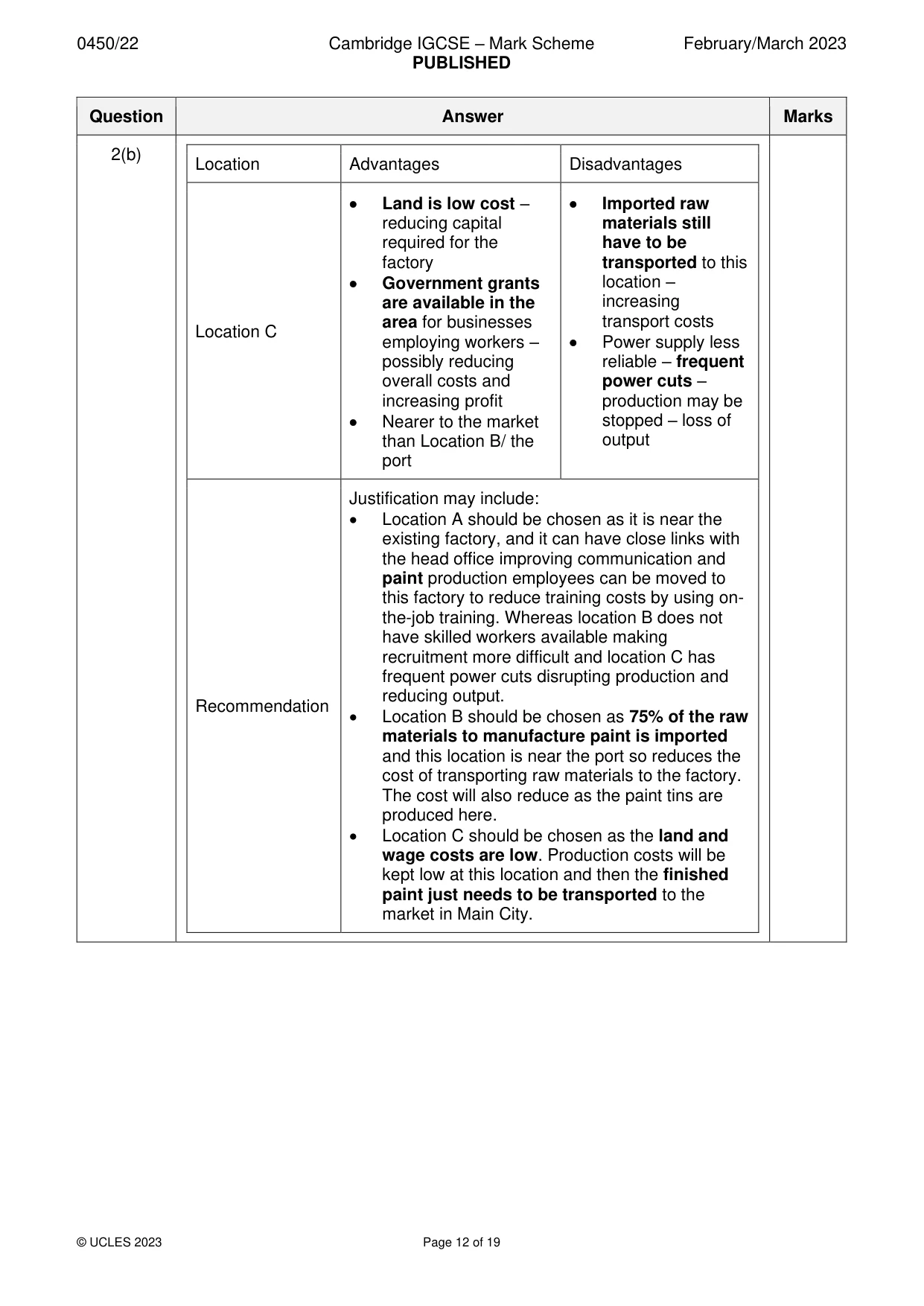Mark scheme, page 12 of 19