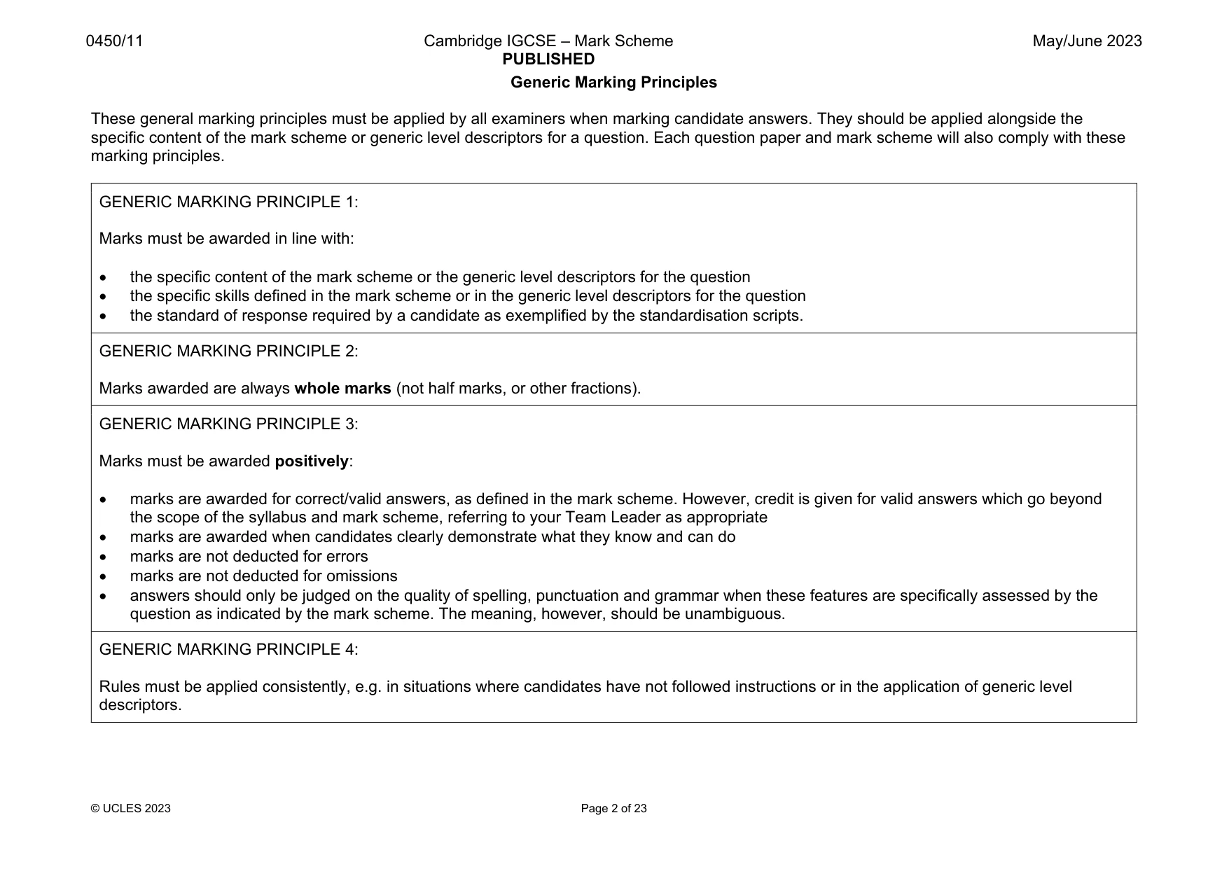 Mark scheme, page 2 of 23