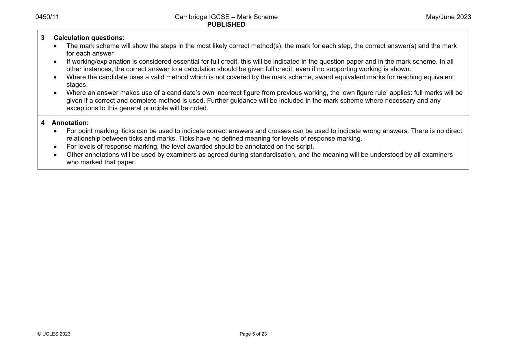 Mark scheme, page 5 of 23