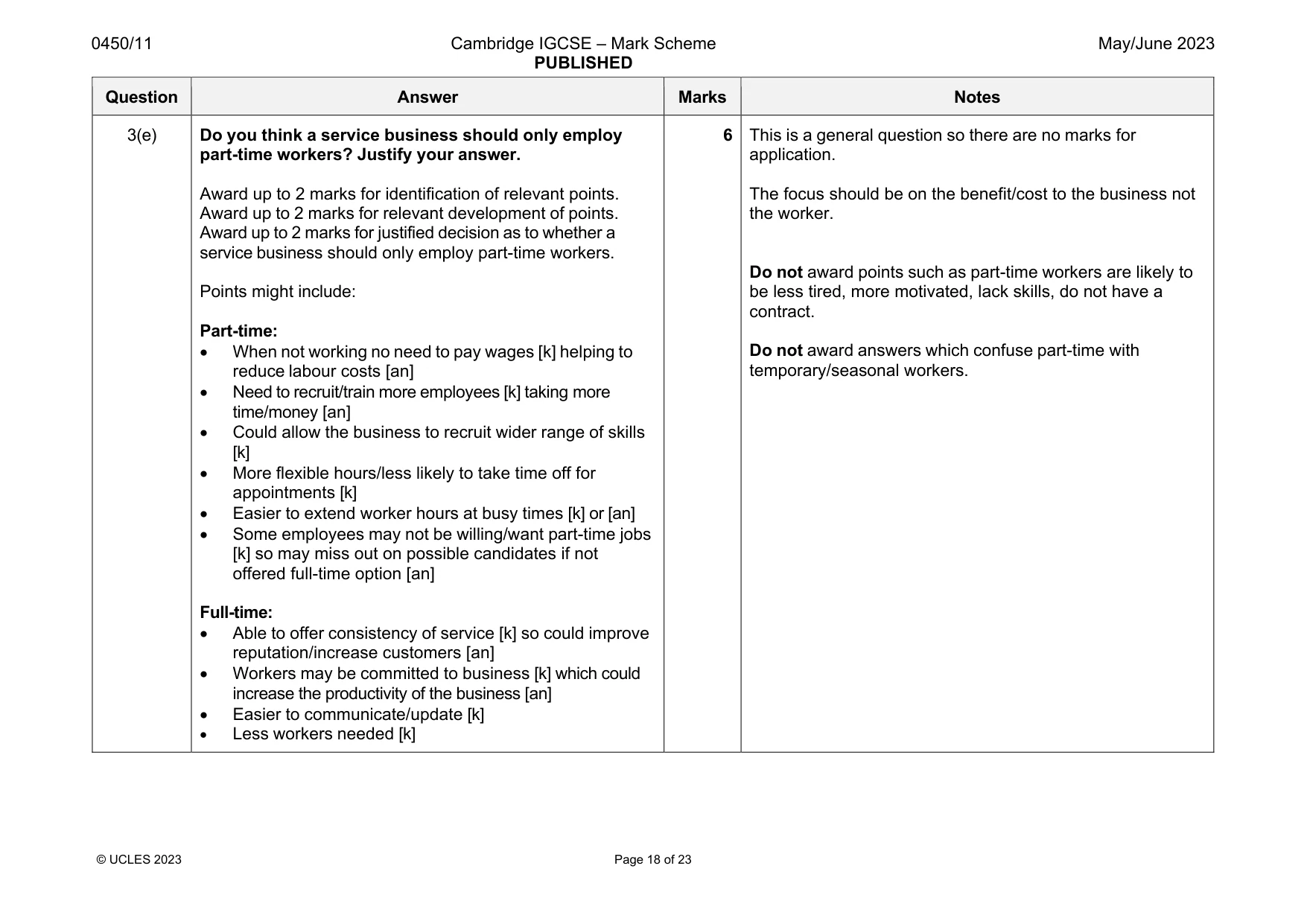 Mark scheme, page 18 of 23